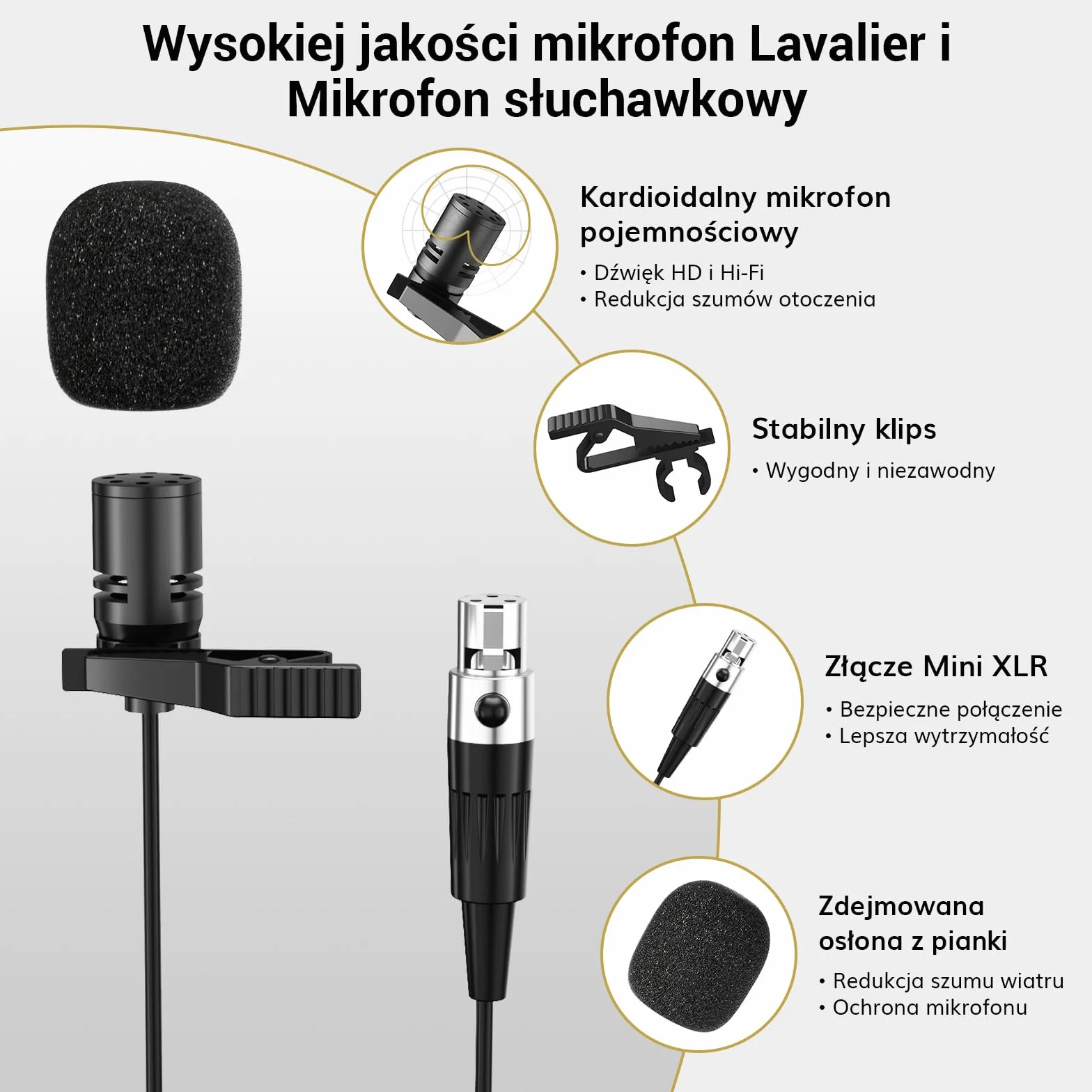 TONOR UHF Bezprzewodowy System Mikrofonów z Mikrofonem Słuchawkowym i Lavalier, Nadajnik Bodypack, Odbiornik, 2 Kanały, 60M Zasięg do Śpiewu na Żywo Karaoke