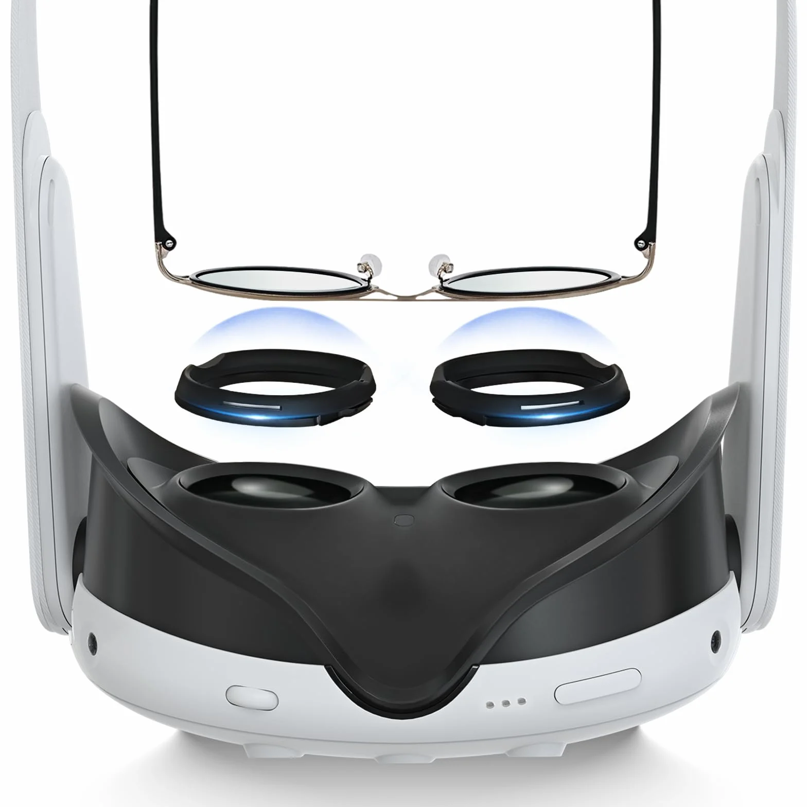 Hibloks Okulary dystansowe do Meta/Oculus Quest 3, zapobiega zarysowaniu okularów krótkowzroczności i soczewek VR. Akcesoria do ochrony soczewek VR z magnetyczną oprawką i pierścieniem