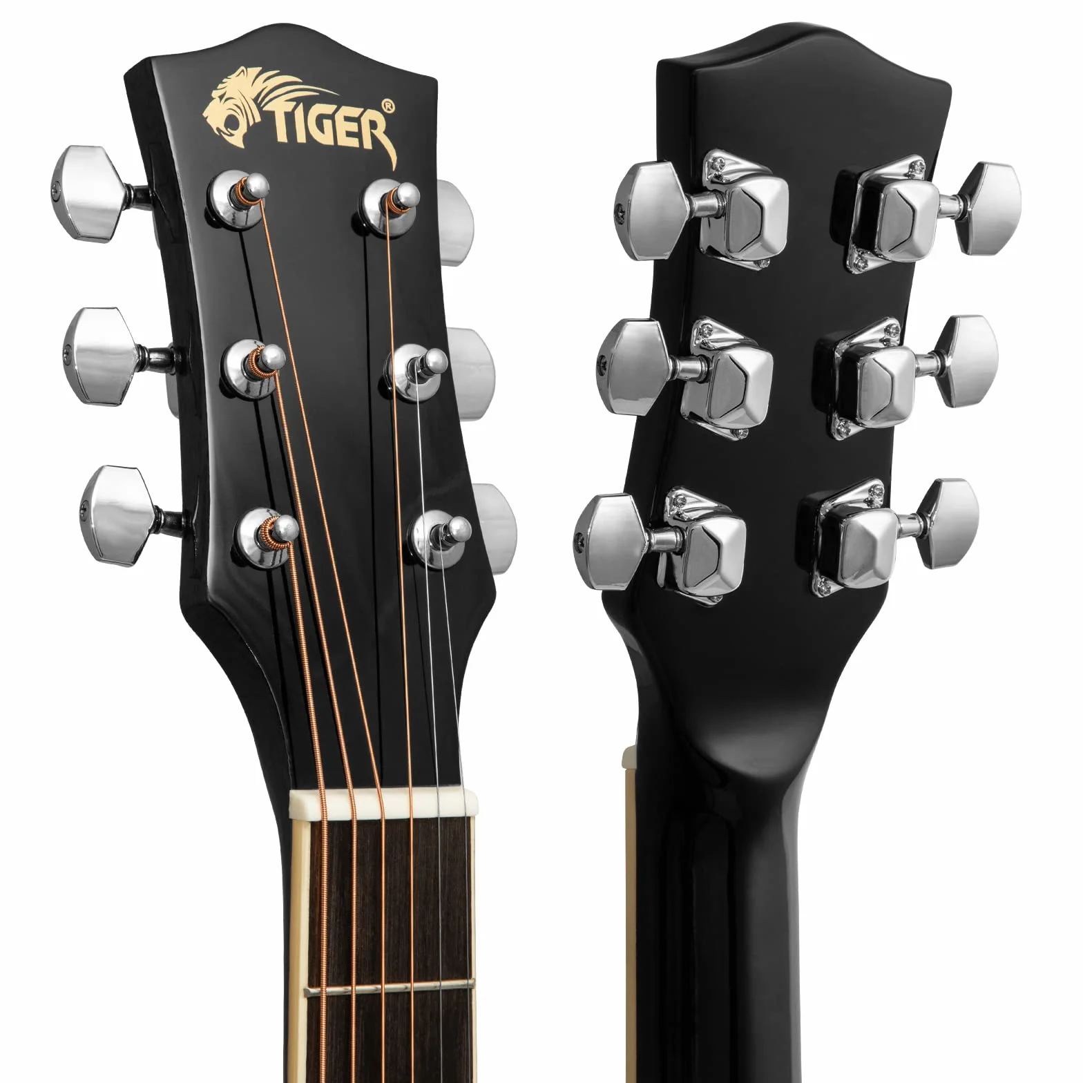 TIGER muzyka pełnowymiarowa gitara akustyczna dla początkujących - czarna, ACG2-BK