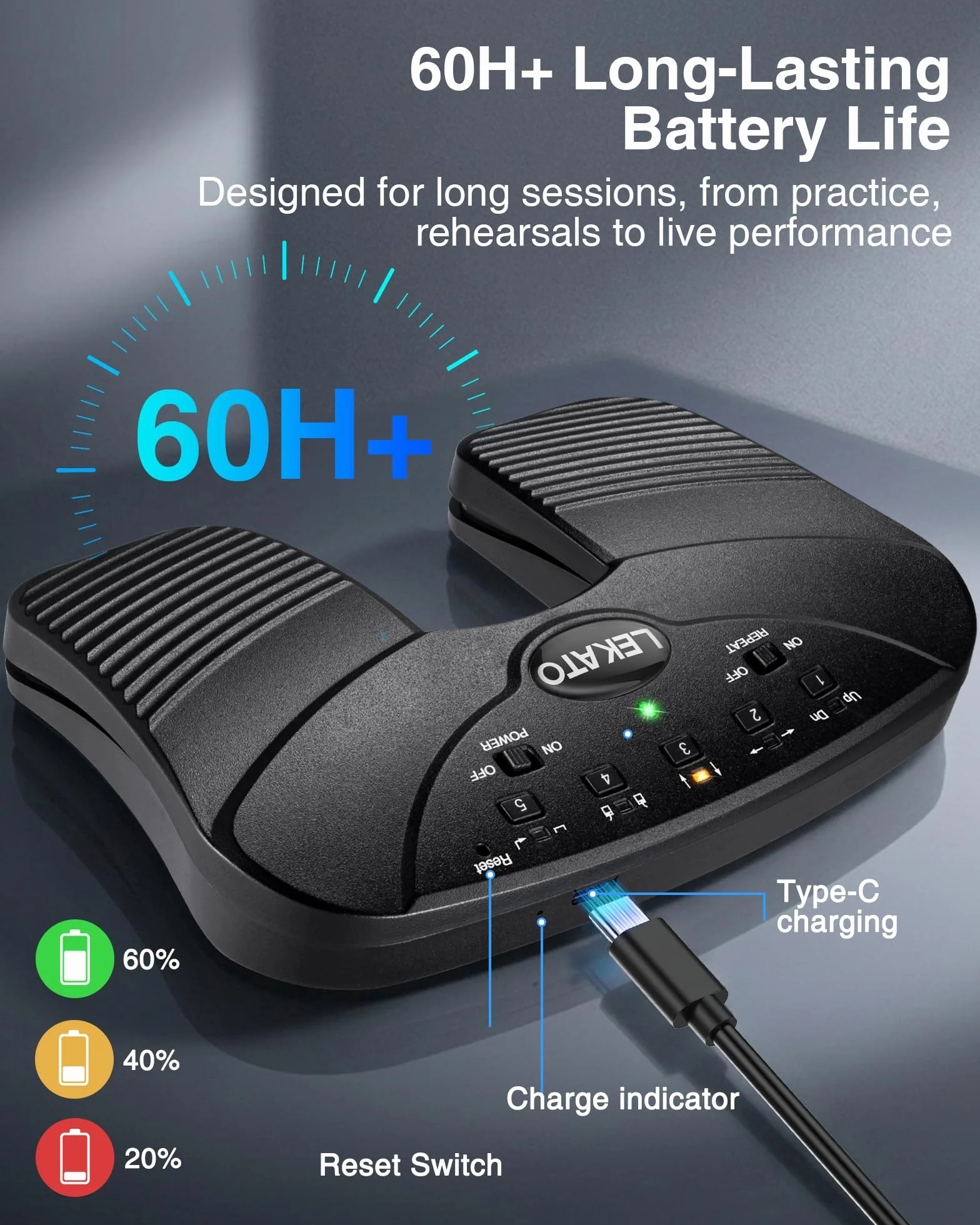 LEKATO Bluetooth Page Turning Pedał Cichy do tabletu i telefonu