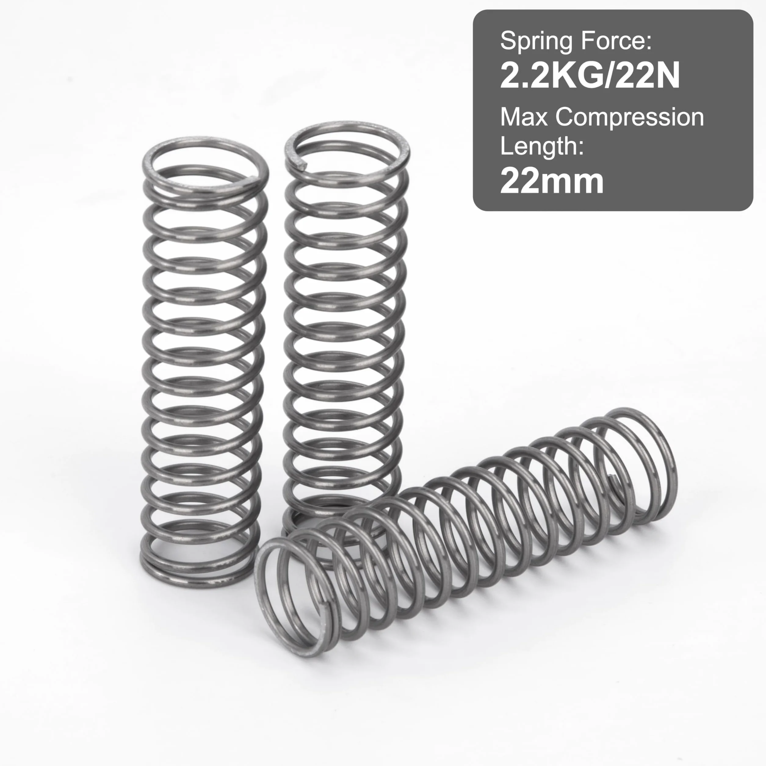 Sprężyna kompresyjna 55 mm sprężyny kompresyjne ze stali nierdzewnej średnica drutu 1,4 mm średnica zewnętrzna 12 mm siła sprężyny 2,2 kg 10 sztuk