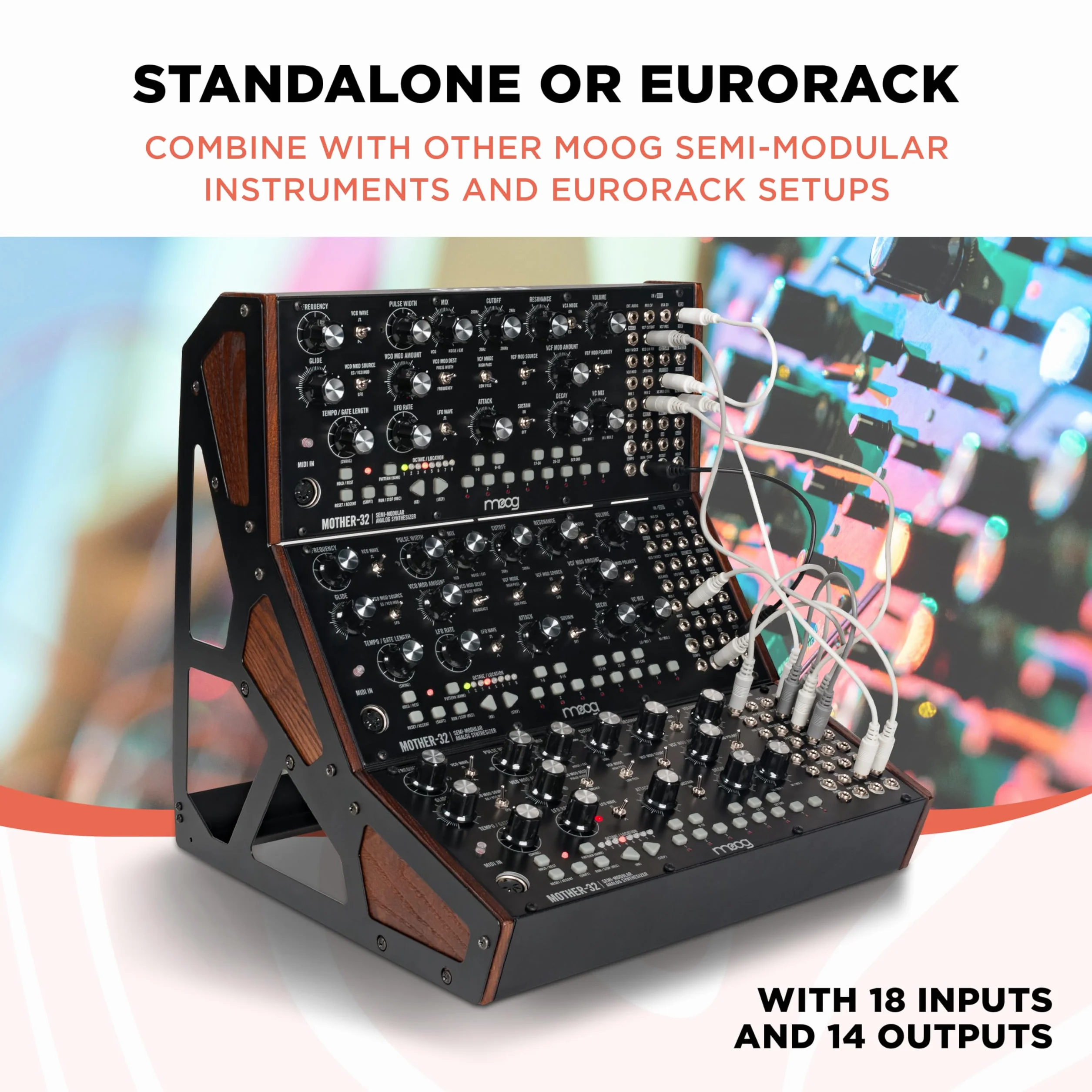 MOOG Mother-32 Eurorack Półmodularny Syntezator Analogowy z Sekwencerem, VC, Filtrem Drabinkowym, Wejściem MIDI, Rozszerzonym Patchbayem i Gniazdem CV