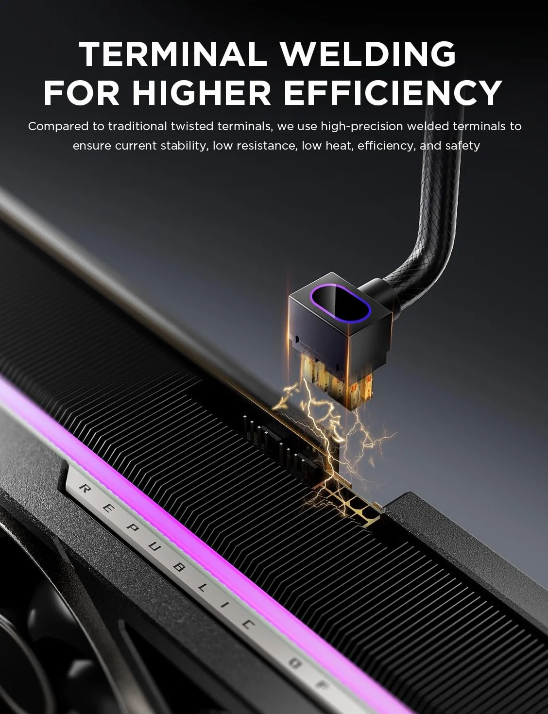 AsiaHorse Hydrus 8-Pin GPU Kabel przedłużający [TYP A - ZATZASK NA DOLE], Kabel zasilający PCIE do karty graficznej (NIE DLA CPU), 18AWG Sleeved, 5V ARGB Sync - Czarny