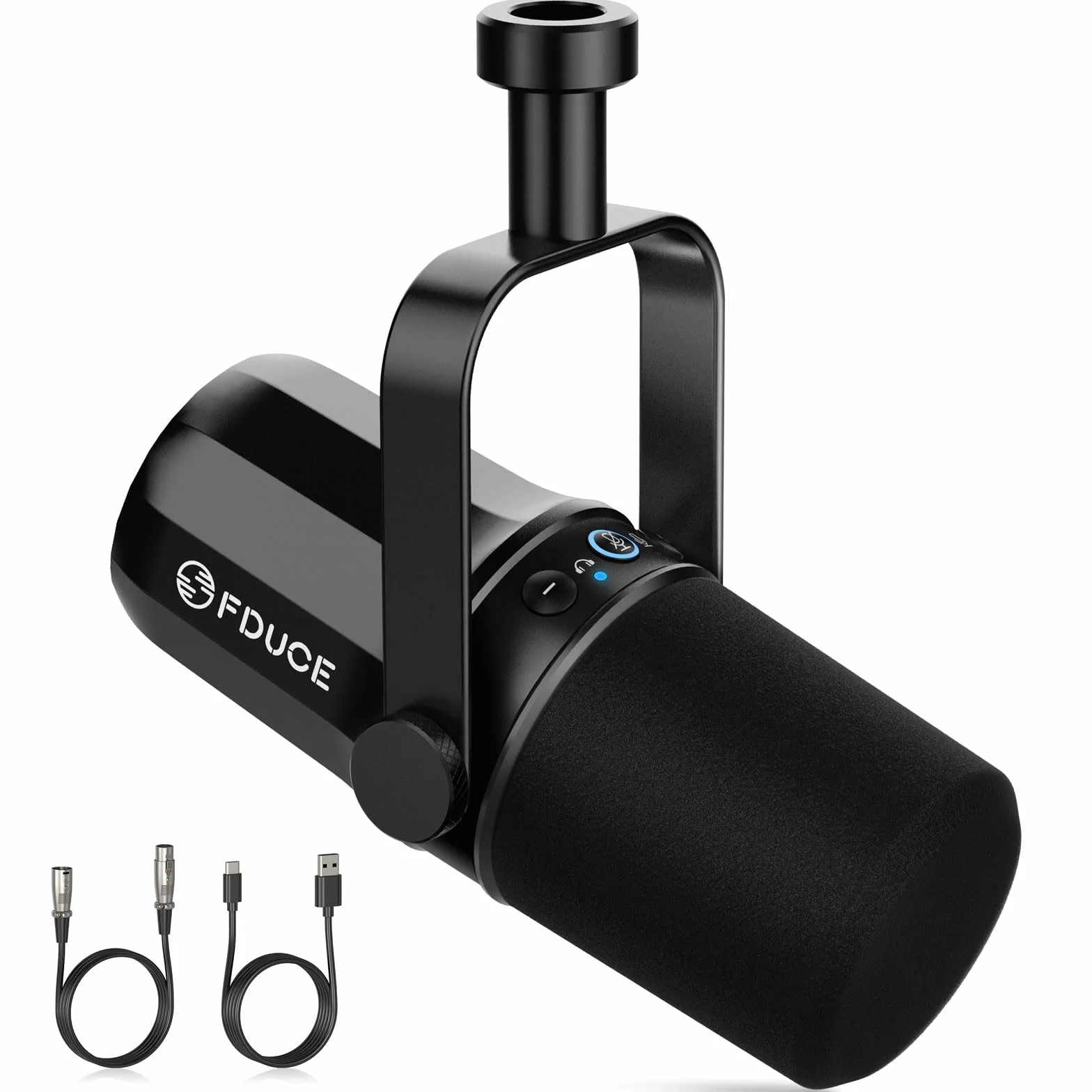 FDUCE SL40 Vocal Dynamic Podcast Microphone for Podcasting, Gaming, Live Streaming & Recording, Built-in Headphone Output, LED Mute Button, All Metal USB/XLR Cardioid Mic, Voice-Isolating Technology