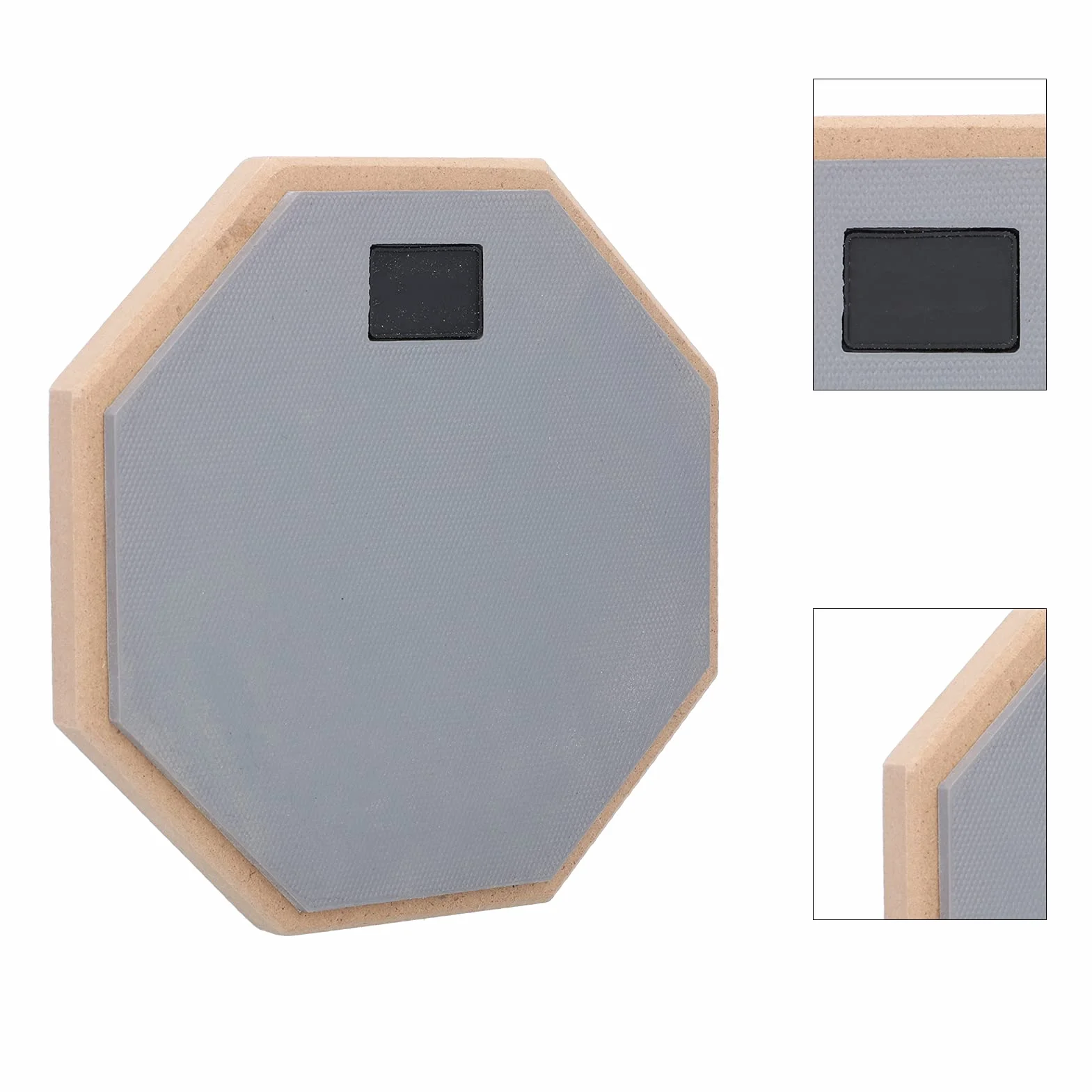 Eujgoov Pad Perkusyjny 8in Professional Practice Pad Absorbujący Wstrząsy Drewniany Głupi Pad Perkusyjny do ćwiczeń Perkusyjnych(Szary)
