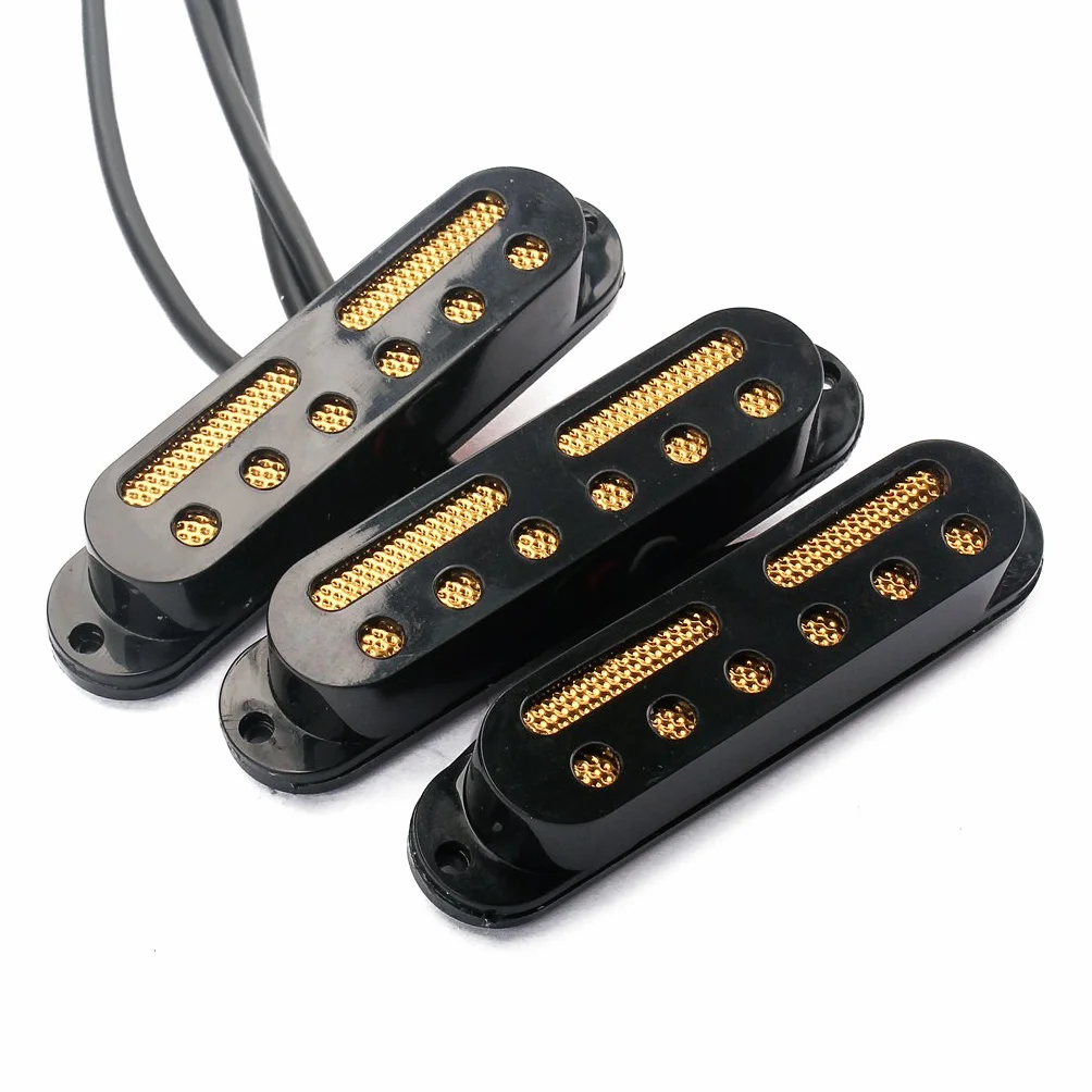 Alnicov SSS Standardowy zestaw przetworników z pojedynczą cewką, szyjka gitarowa/środkowy/mostkowy do gitary elektrycznej Strat Squier, czarny