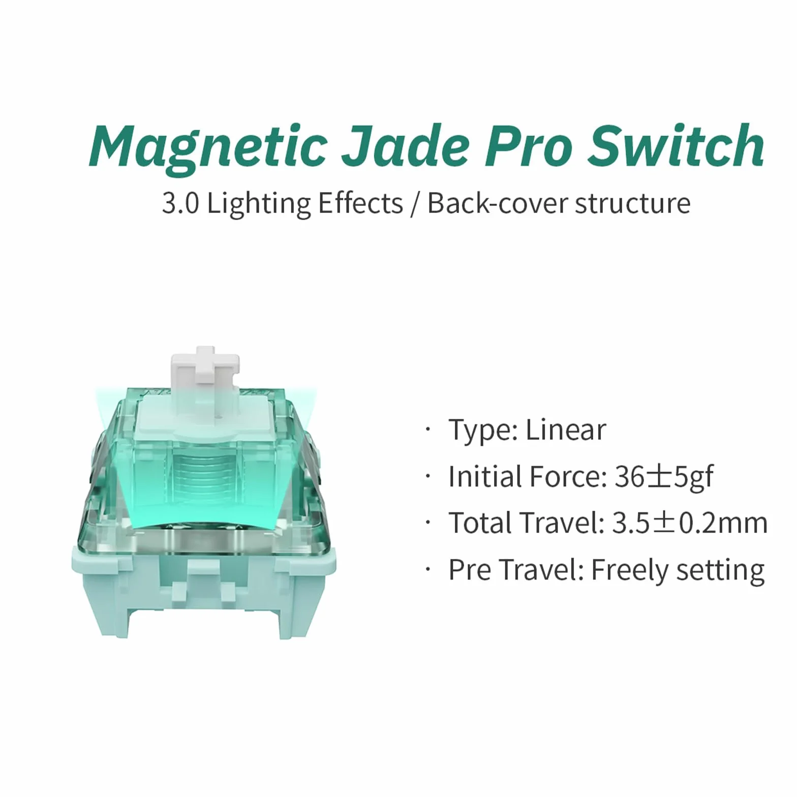 GATERON Magnetyczne przełączniki do klawiatury Jade Pro, liniowe, fabryczne, wstępnie nasmarowane, 20 mm