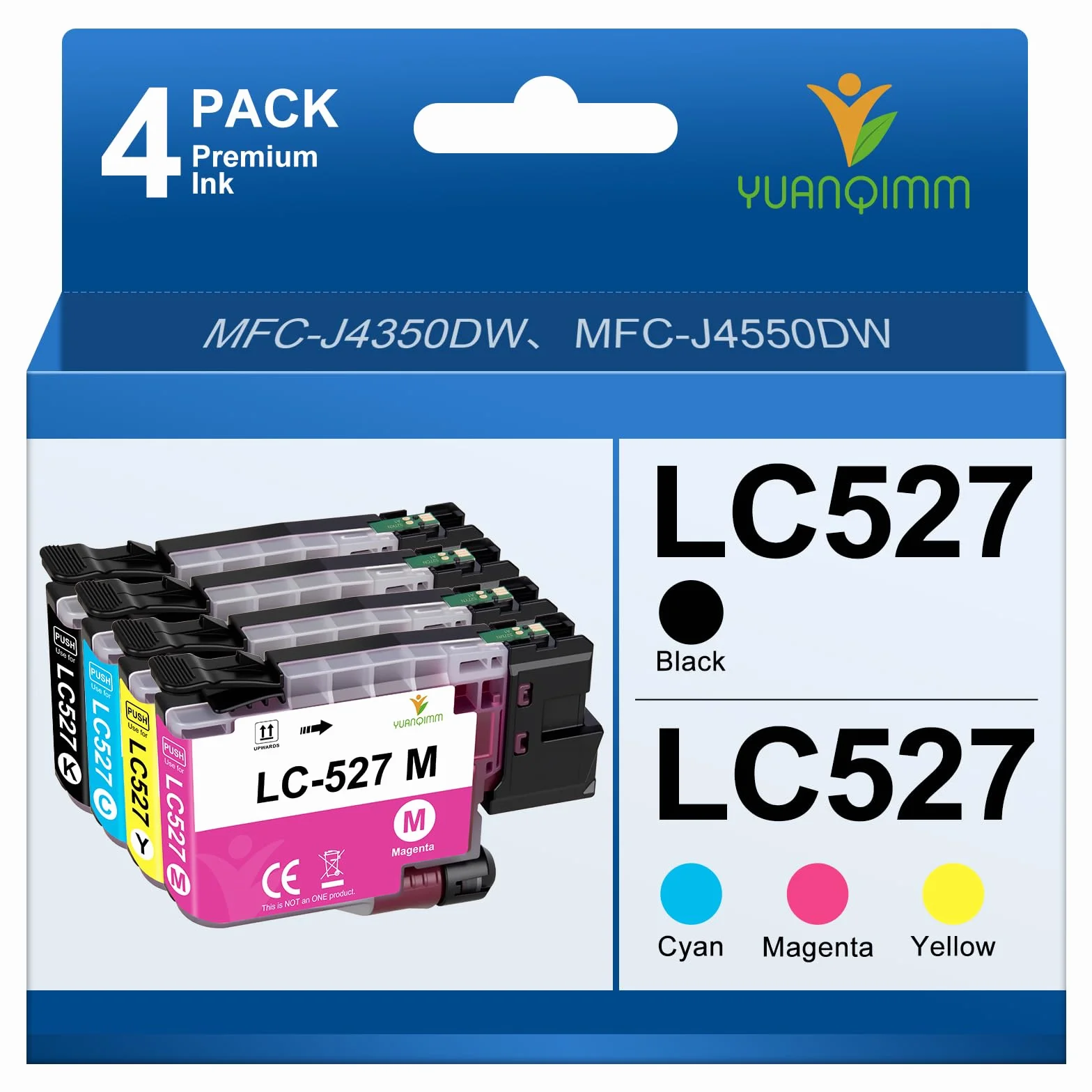 LC527 LC 527 Kartridże Kompatybilne z Brother LC527 LC-527VAL Kartridże do drukarek 527 Multipack do Brother MFC-J4350DW Kartridże do drukarek Brother MFC-J4550DW (LC527BK LC527C LC527M LC527Y, 4 sztu