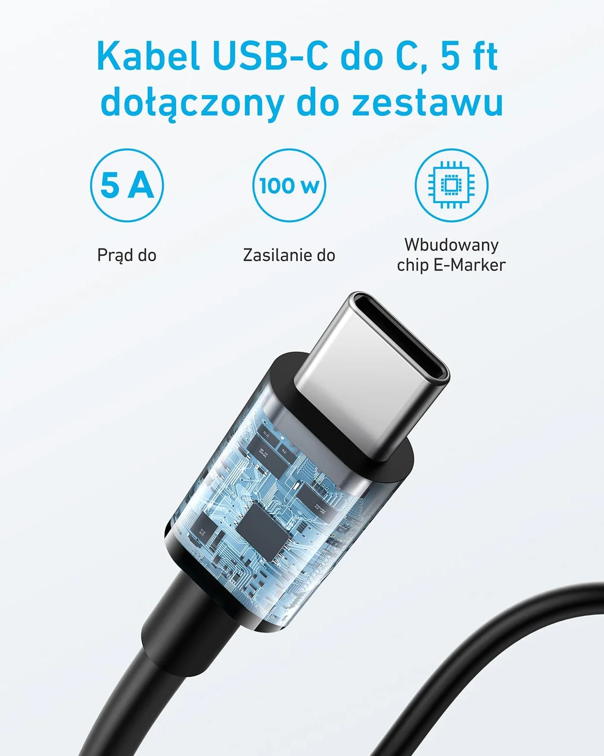 Ładowarka USB-C 67 W, Anker 335 wysokowydajny zasilacz z PIQ 3.0, 3-portowa szybka ładowarka, ładowarka PD do iPhone 16/15/14, MacBook Pro, iPad, Galaxy (kabel USB-C na USB-C w zestawie)