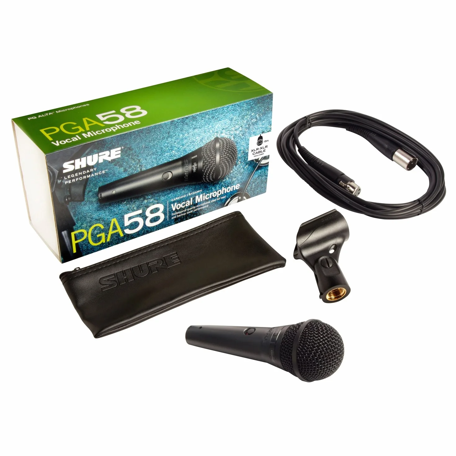 Shure Pga58 Dynamiczny mikrofon głosowy i kabel Xlr do Xlr