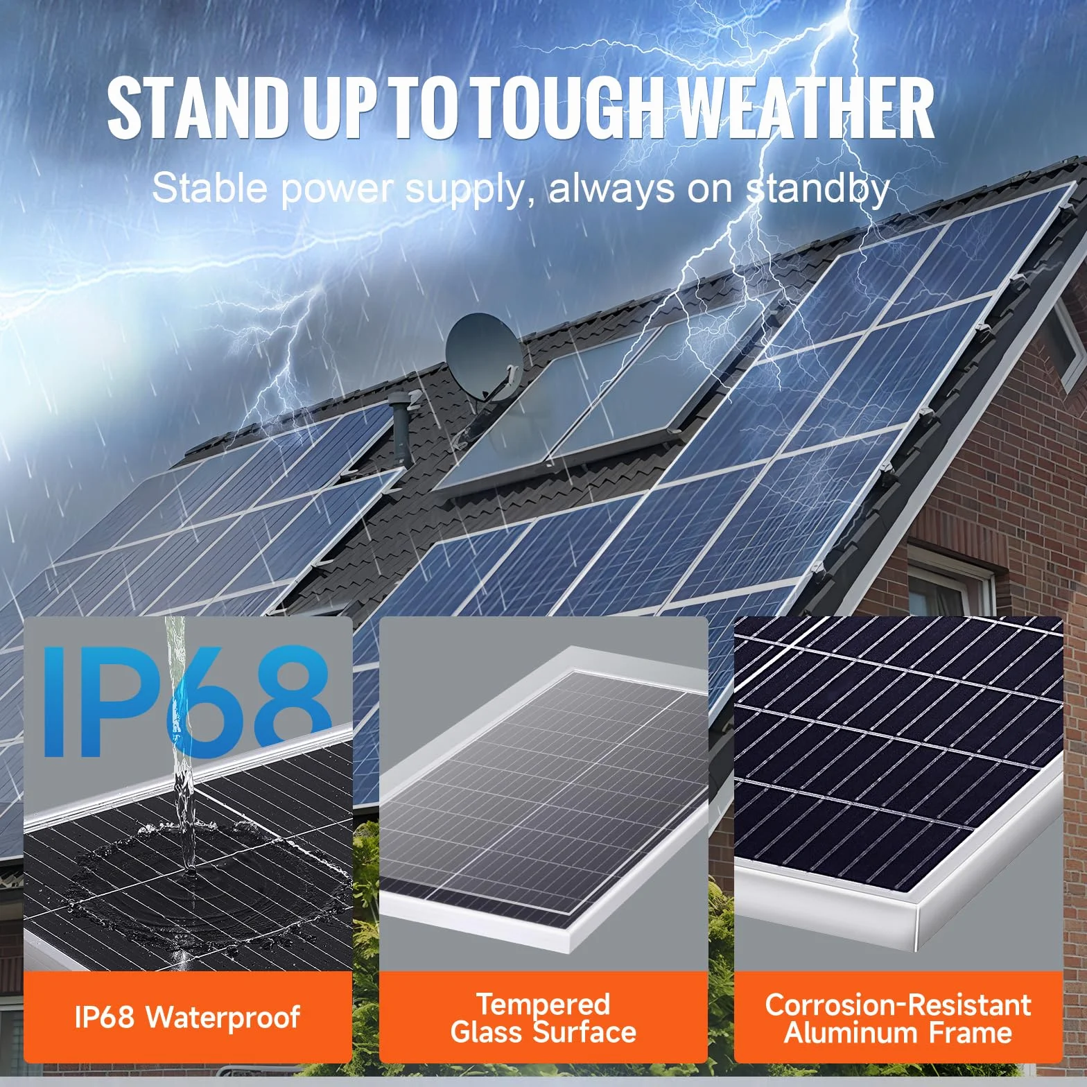 VEVOR Panel słoneczny 200 W, zestaw 2 sztuk, monokrystaliczny moduł solarny 12 V, regulator ładowania, instalacja solarna 16,66 A, współczynnik konwersji 23%, kompatybilny z bateriami AGM, żelowymi,