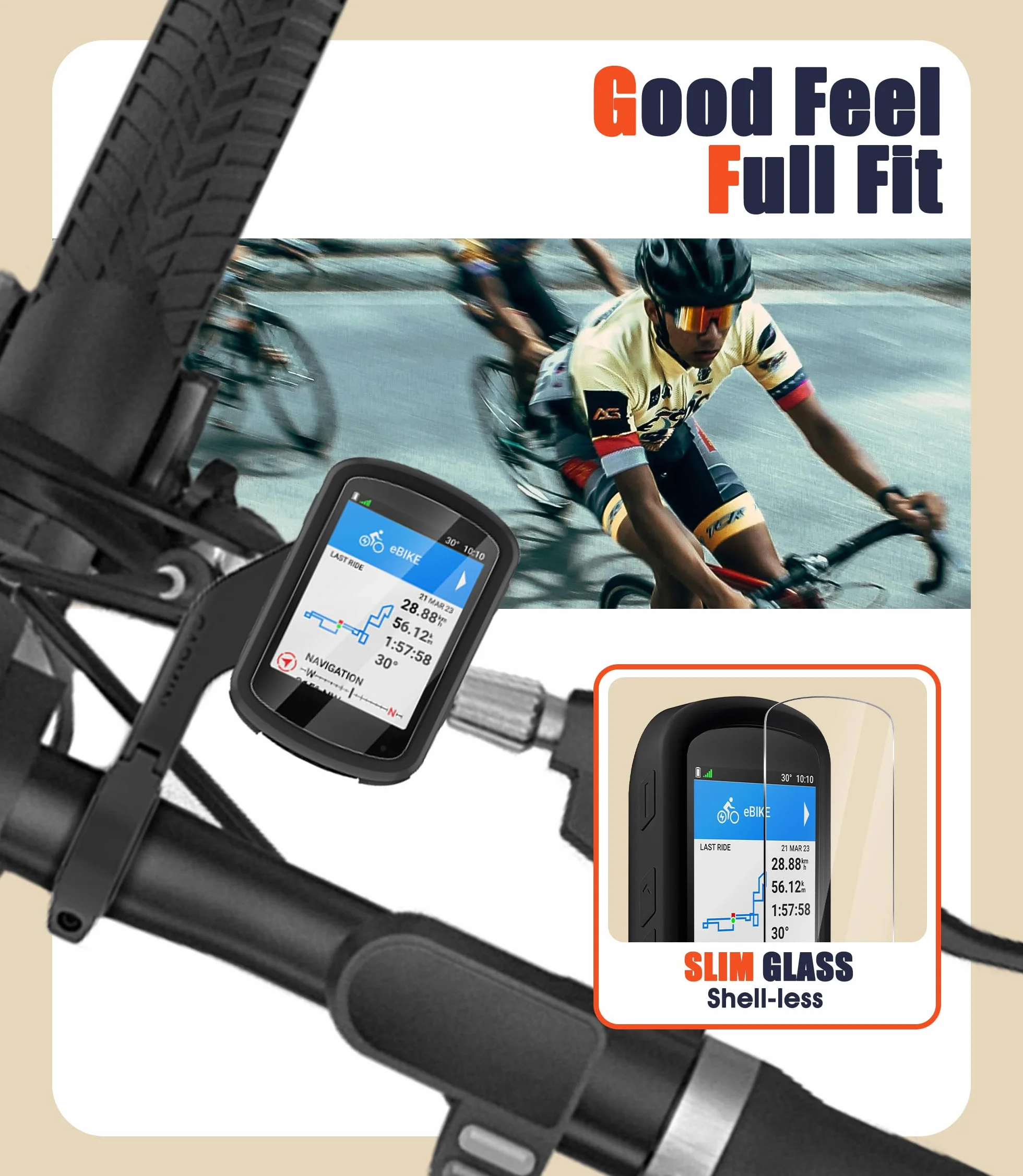 Silikonowe etui kompatybilne z Garmin Edge 540/840 + 2 osłony ekranu ze szkła hartowanego, miękkie silikonowe etui w zestawie ochrona przed wstrząsami - czarna