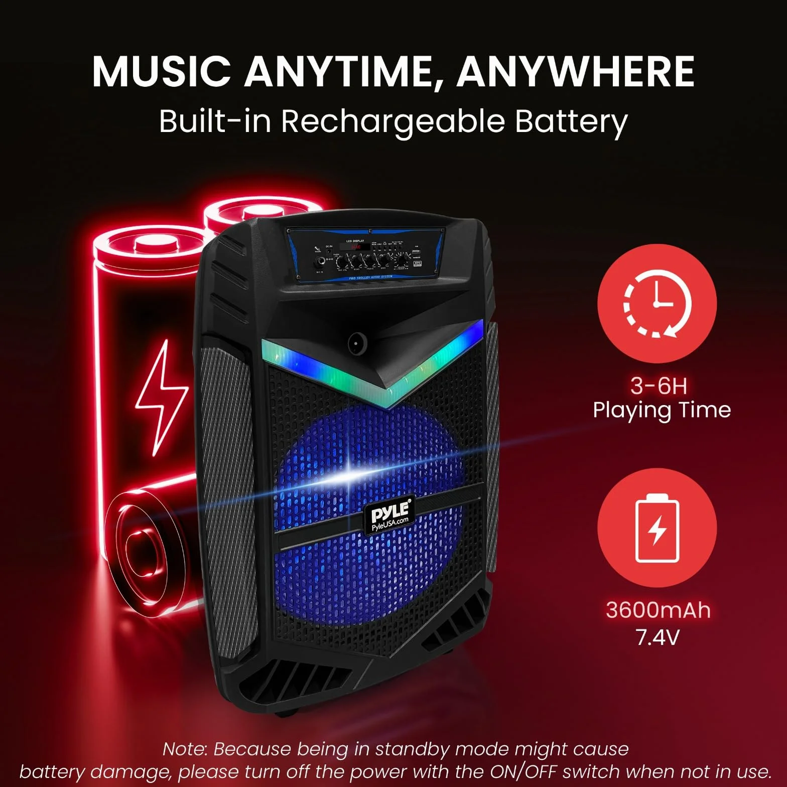 Pyle Przenośny system głośników PA Bluetooth – 1200 W, przenośny głośnik Bluetooth, system PA z subwooferem 15", 1" Tweeter, mikrofon z funkcją nagrywania na imprezie, z radiem USB/SD