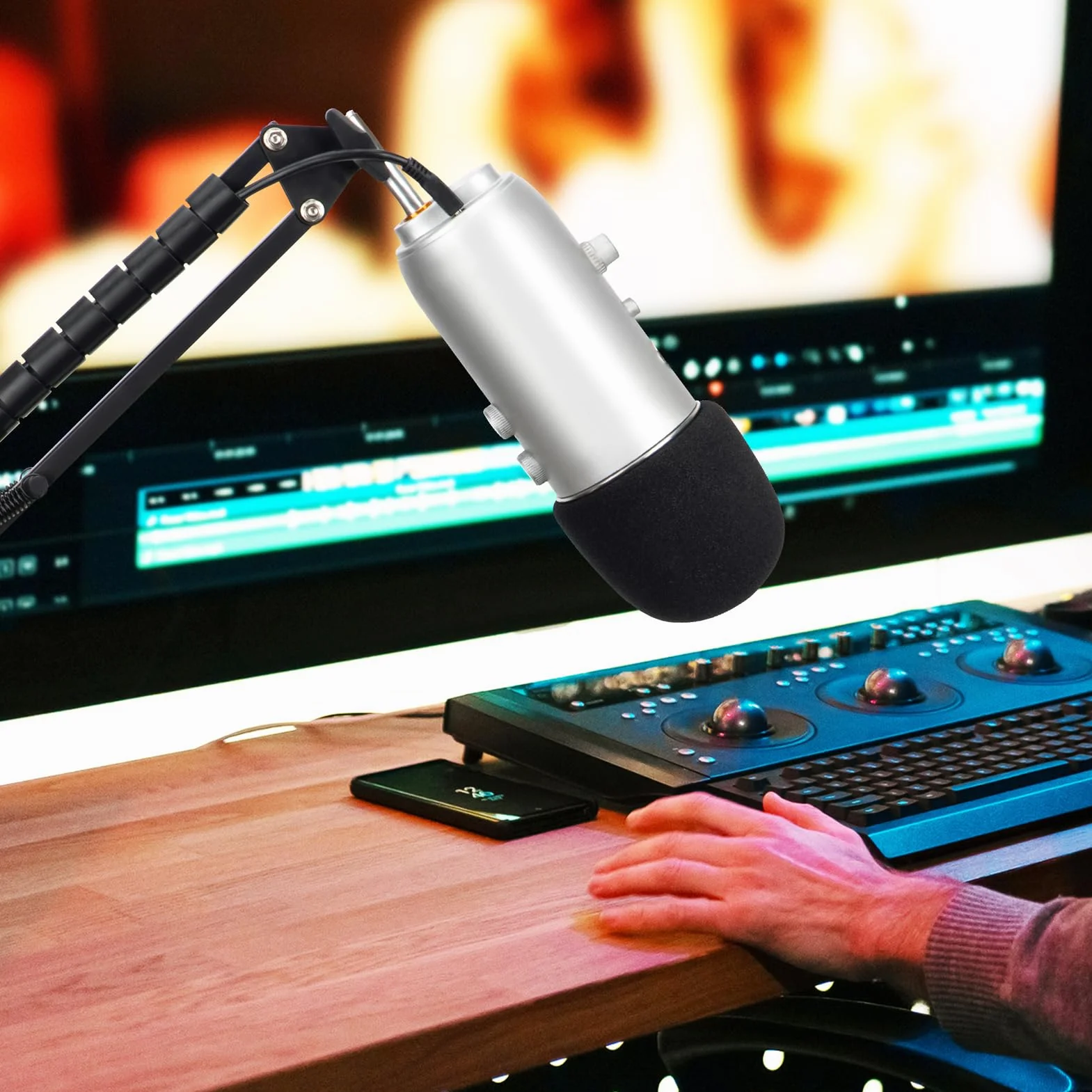 Piankowa osłona przednia mikrofonu z futrzaną osłoną - osłona przeciwwiatrowa mikrofonu Pop Filtr do mikrofonu Blue Yeti, Blue Yeti Pro USB (2 szt.)