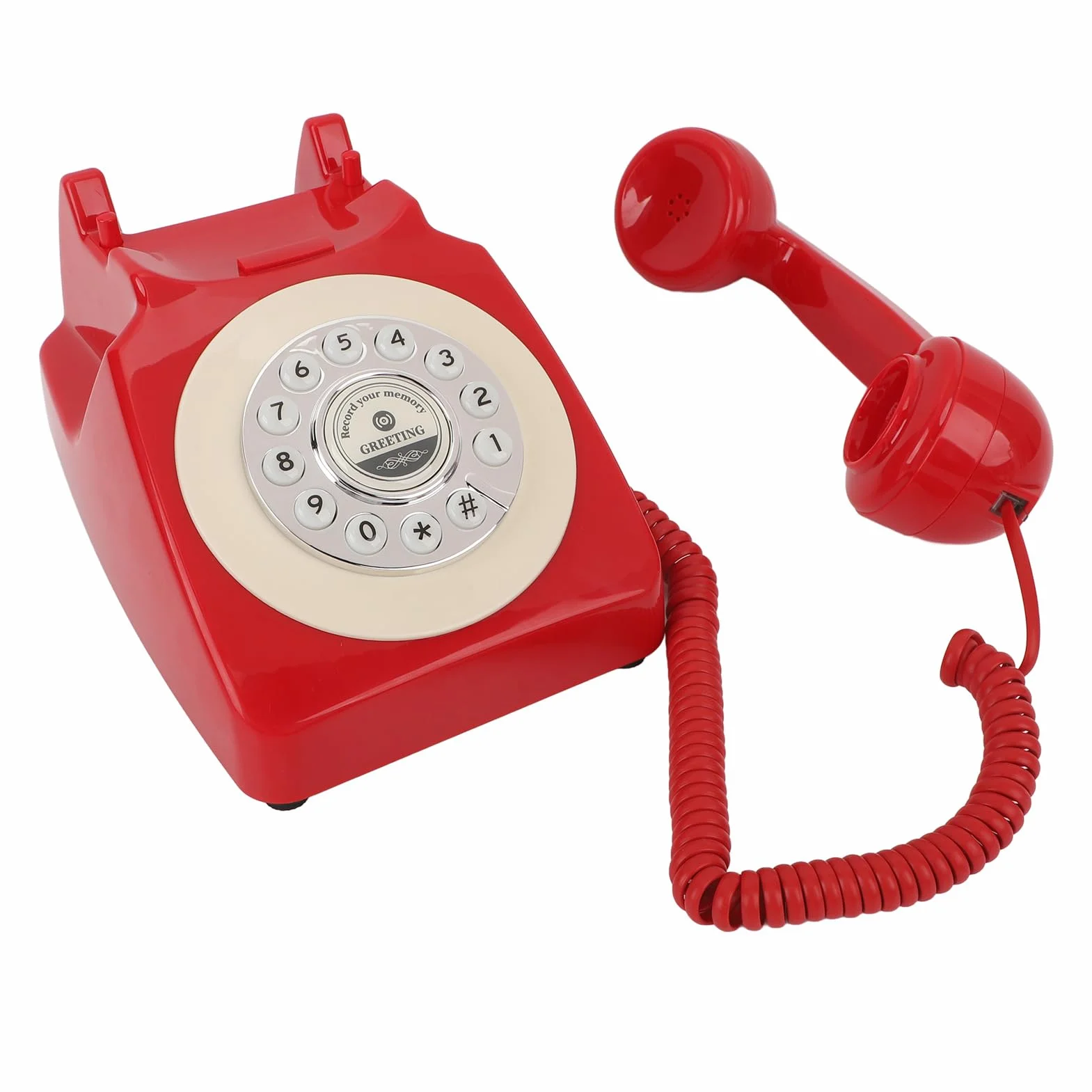 Audio Księga Gości Telefon Vintage Czysty Dźwięk 120h Nagrywania Karta Pamięci 8GB Mikrofon Premium (czerwony)