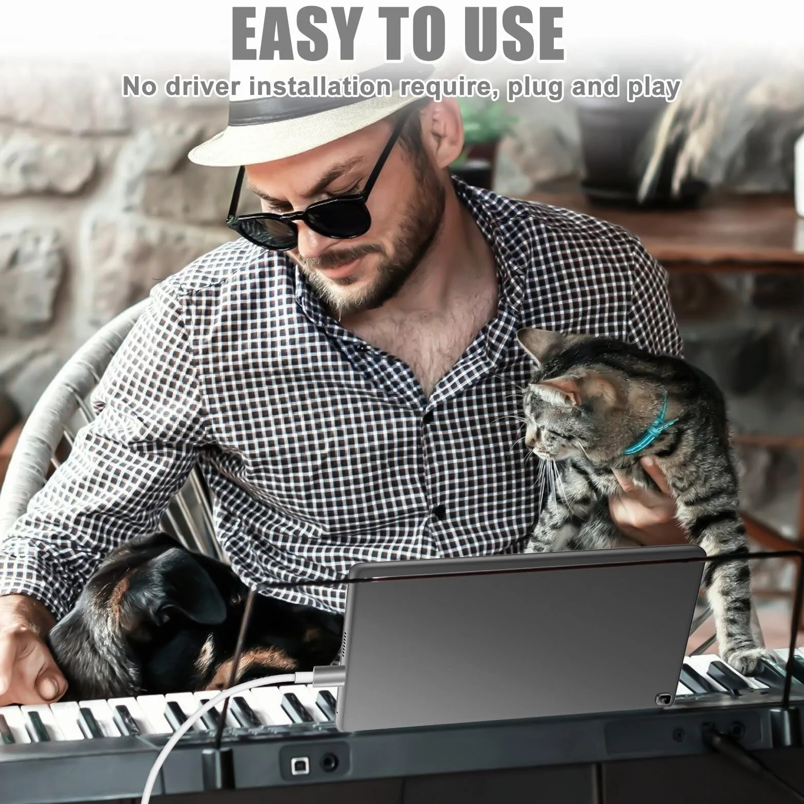 2 w 1 kabel USB-C na USB-B Midi, 1 m OTG do iPhone'a, iOS, kontrolera, interfejsu audio, klawiatury, elektronicznego instrumentu muzycznego (biały)