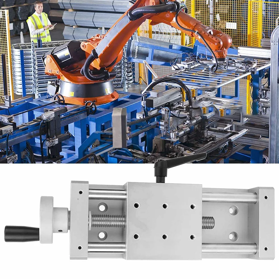 Ręczna prowadnica liniowa, aluminiowa stopowa prowadnica liniowa o wysokiej precyzji, krzyż prowadnicy liniowej, stół prowadnicy liniowej 80 x 80 mm, szeroko stosowany w maszynach produkcyjnych