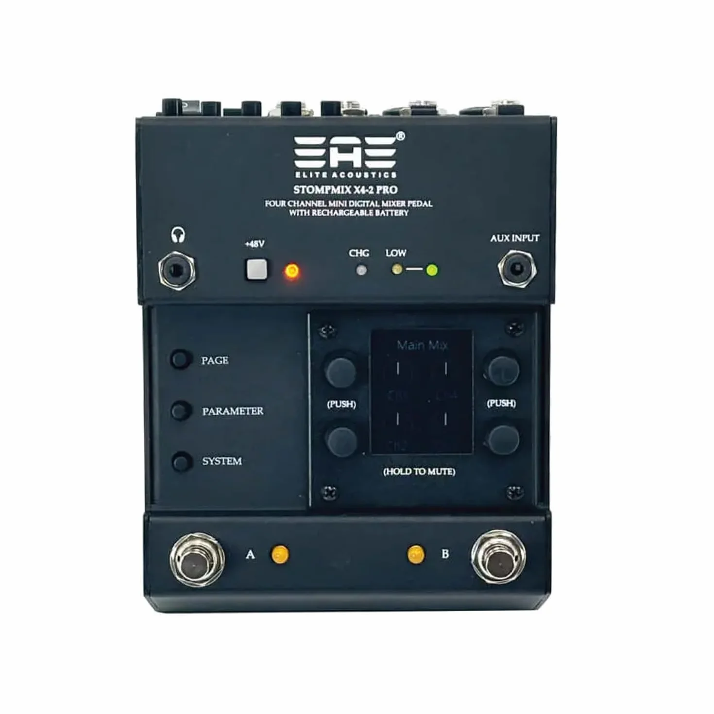 Elite Acoustics StompMix X4-2 PRO mikser cyfrowy z pedałem keepdrum kabel XLR