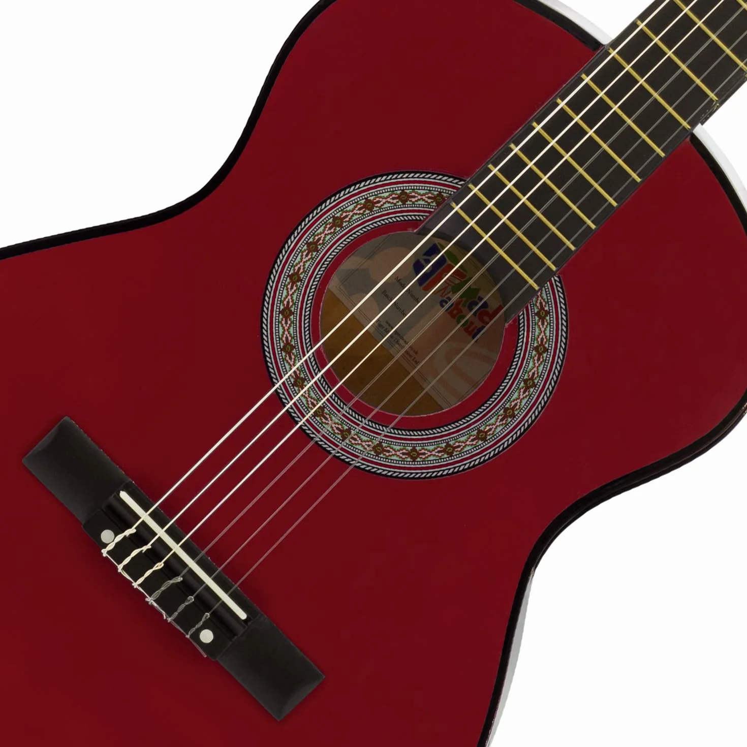 Mad About MA-CG05 gitara klasyczna 1/4 czerwona z torbą paskiem kostką strunami