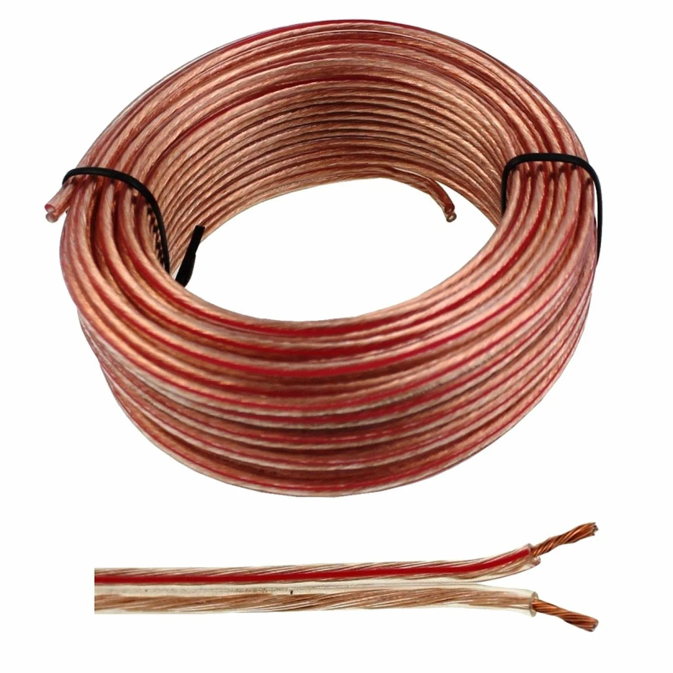 Kabel do głośników 2 x 0,75 mm2-10 m - przezroczysty - CCA - kabel audio - kabel skrzynkowy