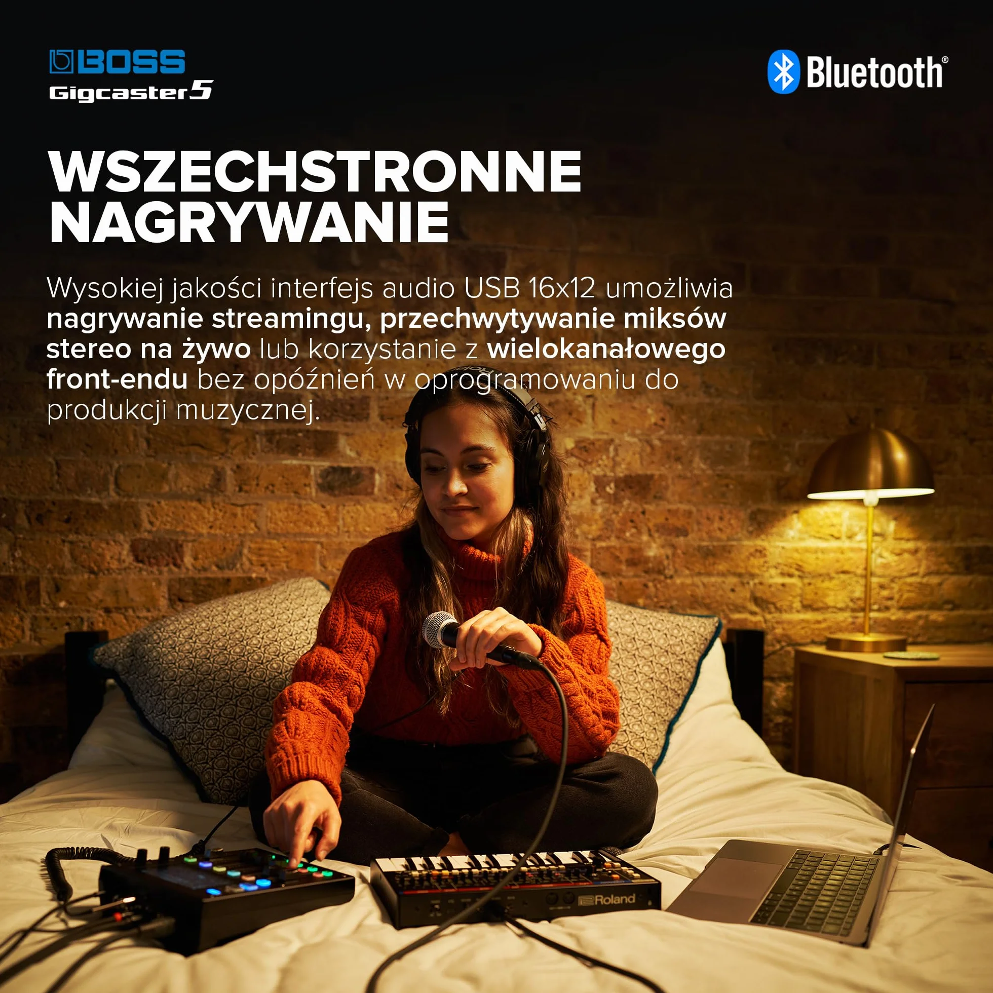 BOSS Gigcaster 5 Kompaktowy, 5-kanałowy mikser audio do streamingu z bezpośrednim wejściem gitarowym/basowym | 2 wejściami mikrofonowymi XLR | stereofonicznym wejściem liniowym