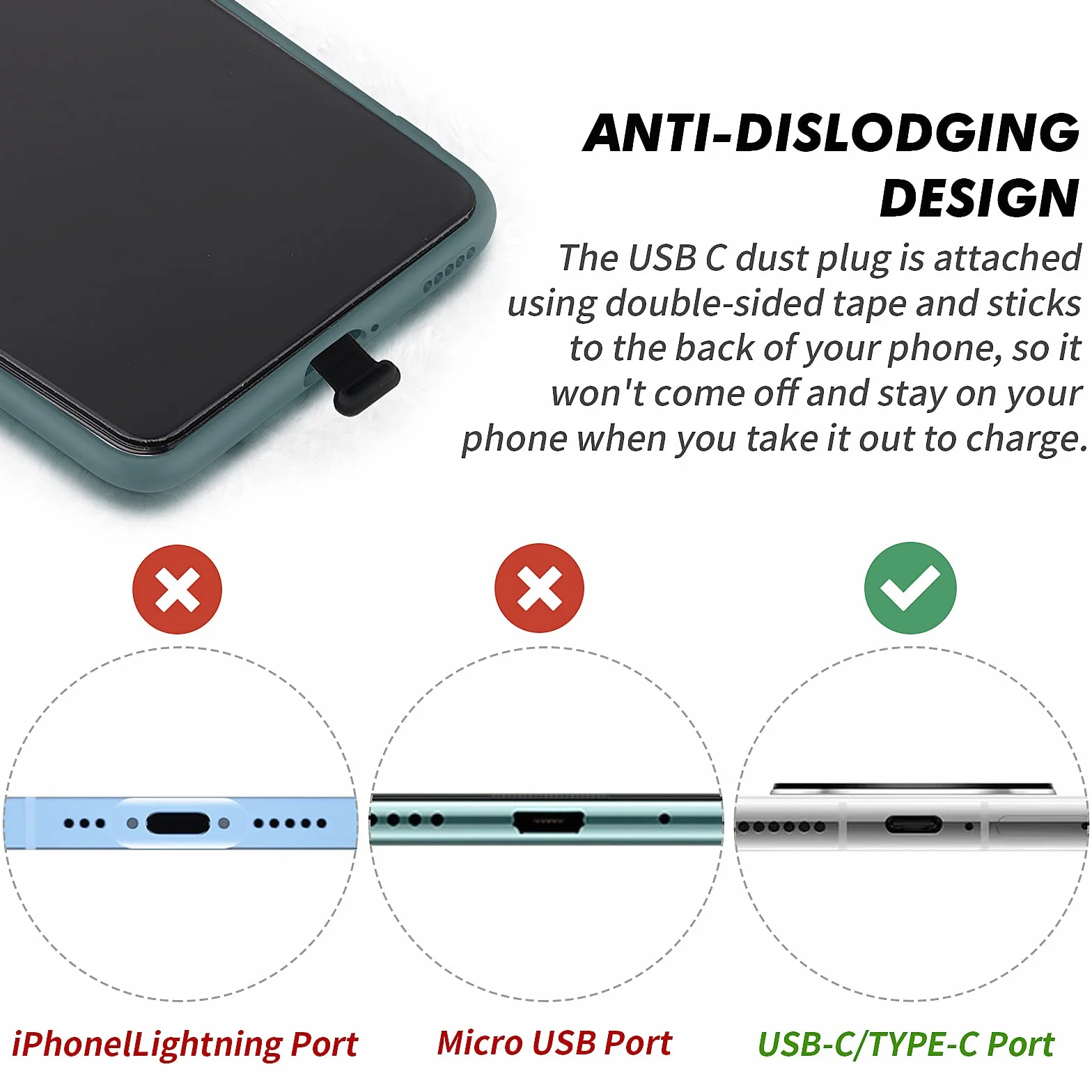 cobee Zatyczki przeciwpyłowe do portu USB C, 3 szt., wtyczka przeciwpyłowa typu C, silikonowa zatyczka do telefonu, zatyczki przeciwpyłowe, ochrona przed zgubieniem, port ładowania, osłona