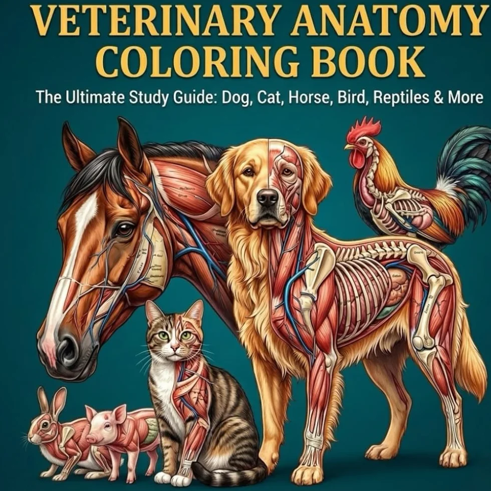 Veterinary Anatomy Coloring Book: The Ultimate Animal Physiology Self-Test Workbook for Vet Techs & Students | Detailed Diagrams of Canine, Feline, Equine & More for Easy Visual Memorization
