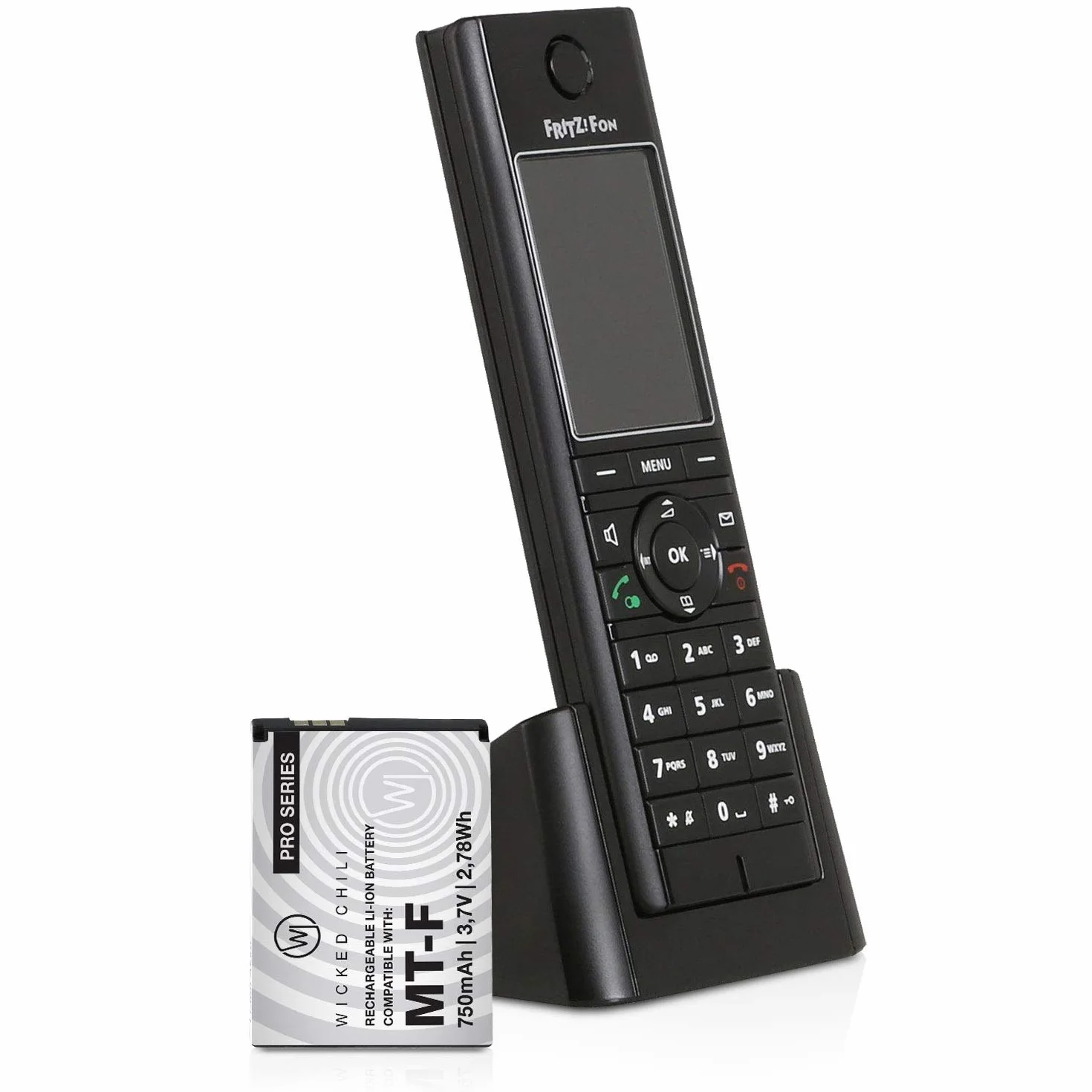 Wicked Chili 3 sztuki baterii kompatybilnych z AVM Fritz!Fon C5 / C4 / M2 / Fritzfon bateria zapasowa do oryginalnego AVM Fritz Fon 312BAT006, 312BAT016 (750 mAh Li-Ion)