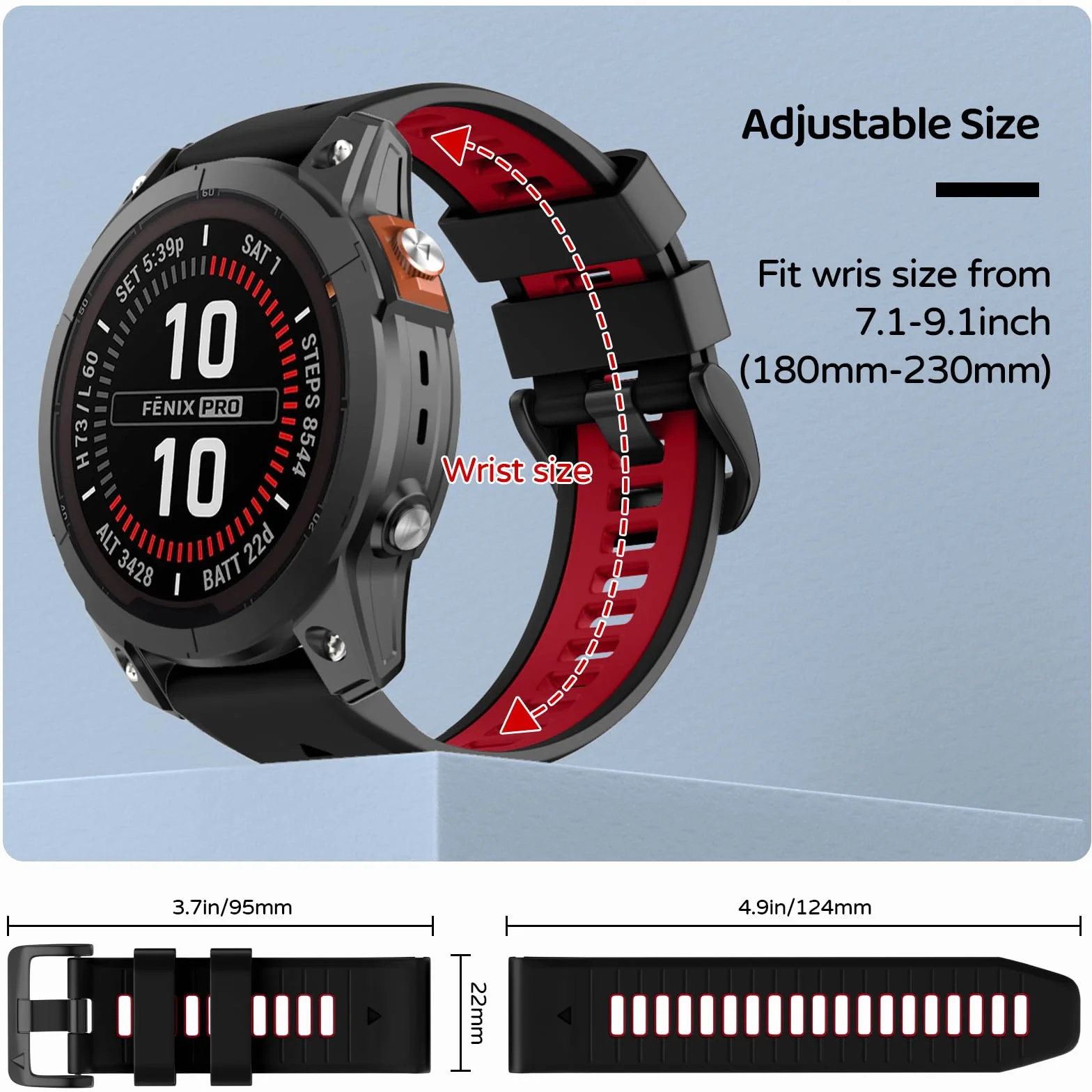 Pasek do zegarka Garmin Fenix 7X Pro / Fenix 7X / Fenix 6X Pro / Fenix 6X / Fenix 5X / Fenix 3, 26 mm silikonowy pasek zastępczy do Garmin Epix Pro 51 mm/TACTIX 7