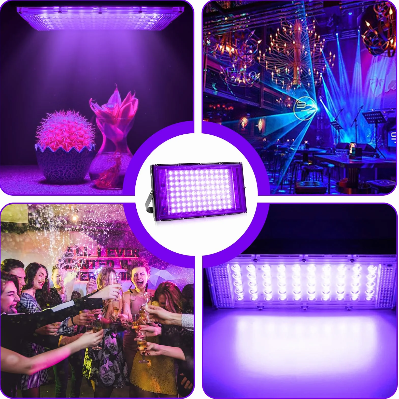 Czarne światło UV, 100 W, 100 W, reflektor UV IP66, wodoszczelny, czarne światło, światło UV z przełącznikiem, nadaje się na imprezy, oświetlenie sceniczne, malowanie ciała, wystawy sztuki