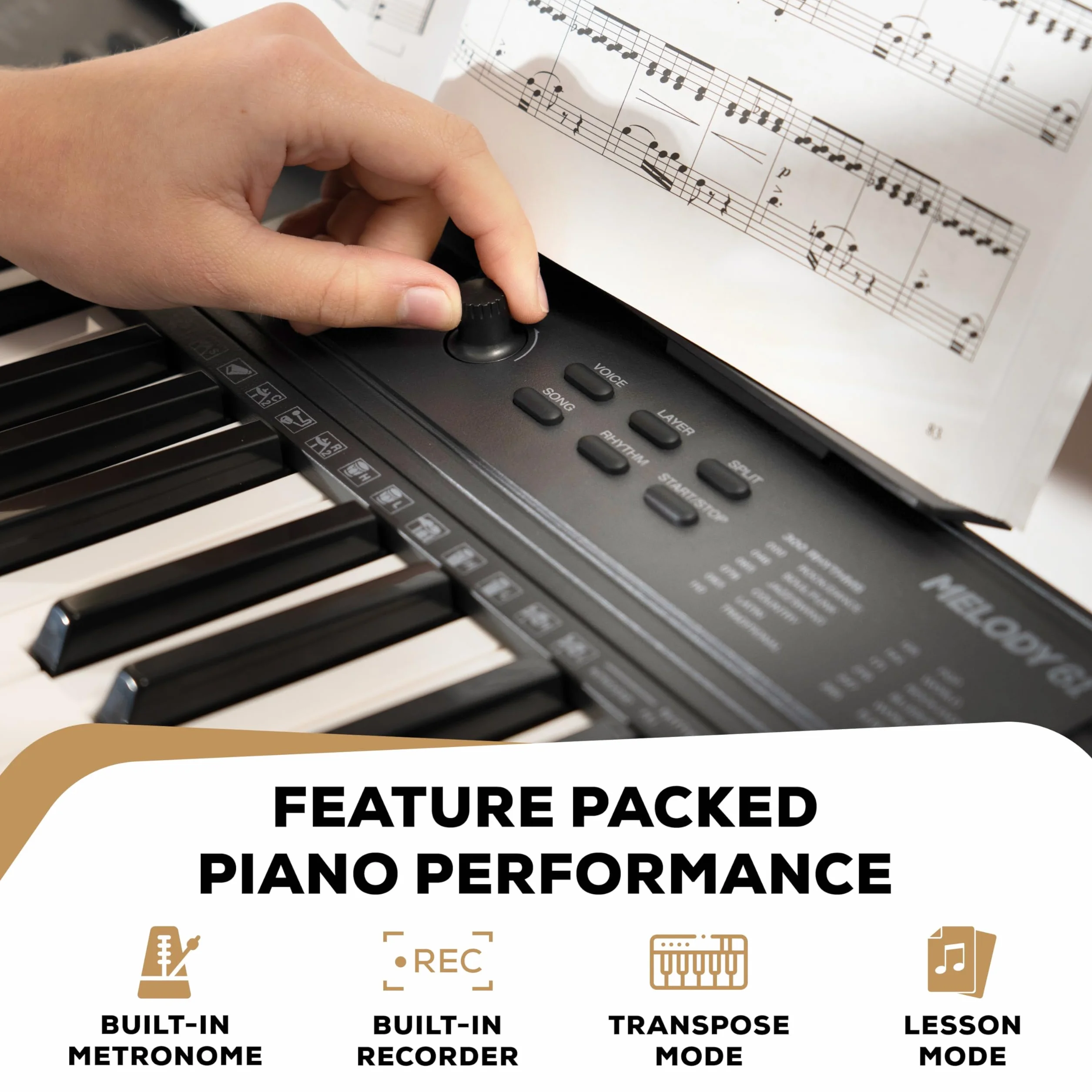 Alesis Melody 61 Pianino dla Początkujących 61 Klawiszy Głośniki Podpórka pod Nuty Tablet 300 Brzmień Lekcje Gry