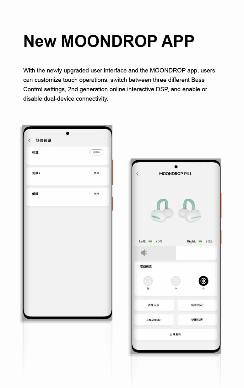 Moondrop Pill Słuchawki douszne Bluetooth 6.0 OWS wiszące słuchawki IPX4 otwarte zaczep na ucho bezprzewodowe słuchawki douszne wbudowane AI ENC MD-0WS-003 (czarne)