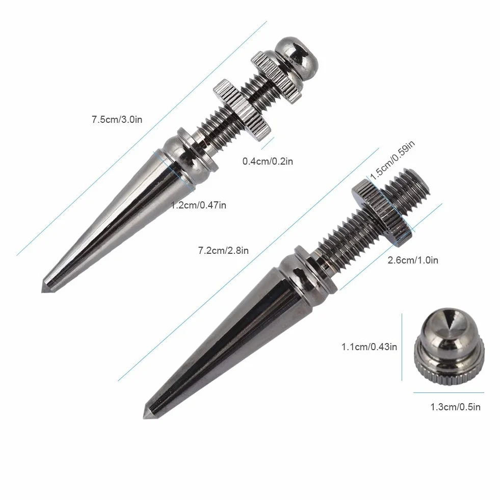 Speaker Spike Pad Kit, 4-Satz Spike Isolation Spikes Standfuß für reine HiFi-Klangqualität, Messingverchromung Stoßfeste Halterung Cone Base Pads für Lautsprecherverstärker, Schraubbefestigung