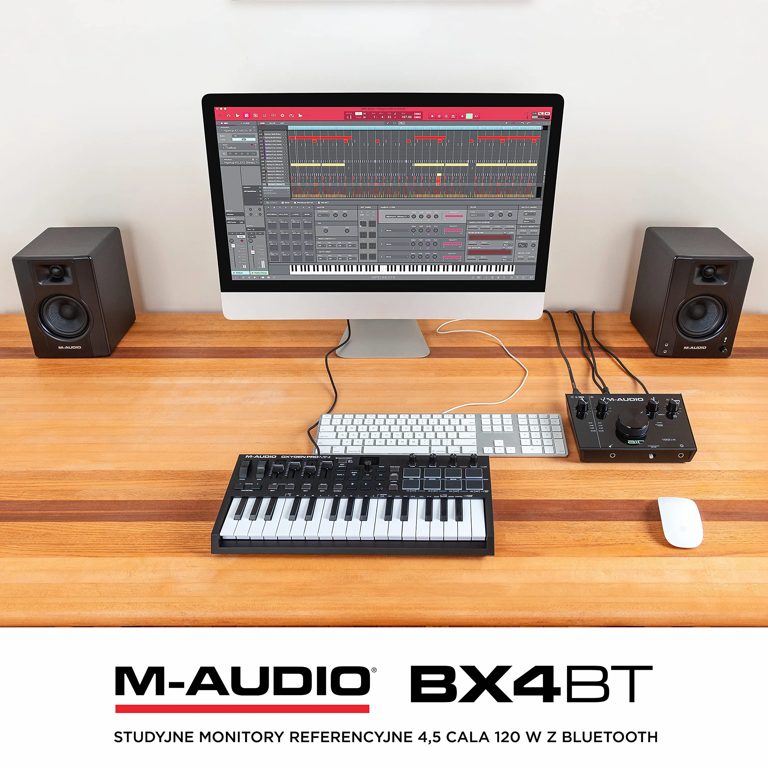 M-AUDIO BX4 BT Para 4.5" Komputerowe monitory studyjne 4.5″ do produkcji muzyki, grania, streamowania, podcastów i DJ-owania