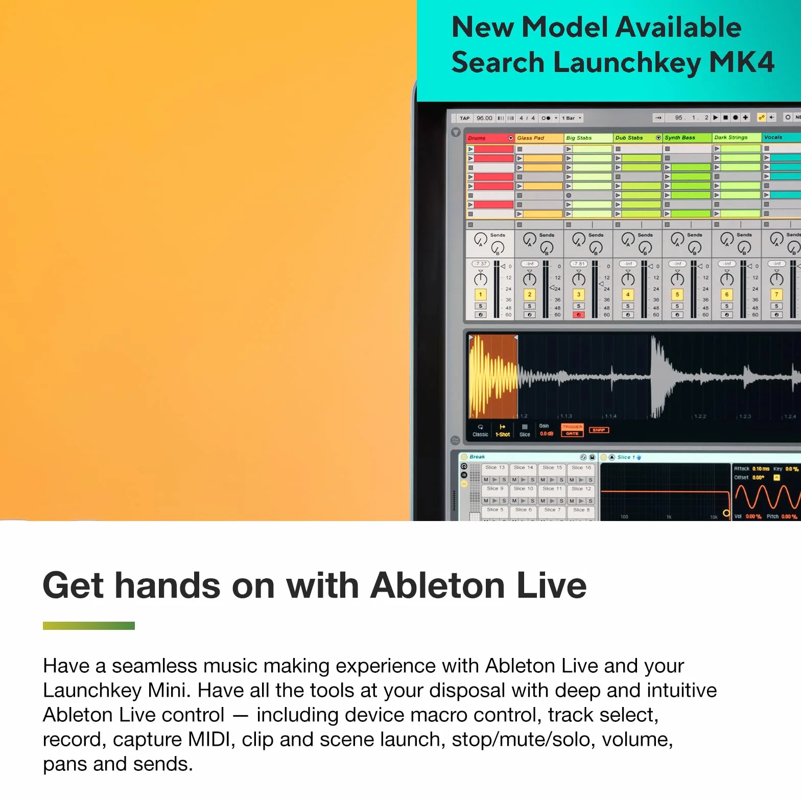 Novation Launchkey Mini (MK3), Kontroler klawiszowy MIDI, przenośny 25-klawiszowy, USB, z integracją z DAW Tryb Chord, tryb Scale i arpeggiator — do produkcji muzyki.