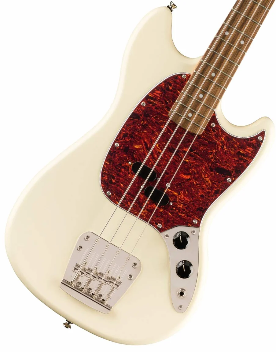 Squier by Fender Classic Vibe Mustang Bas z lat 60-tych - laur - biały olimpijski