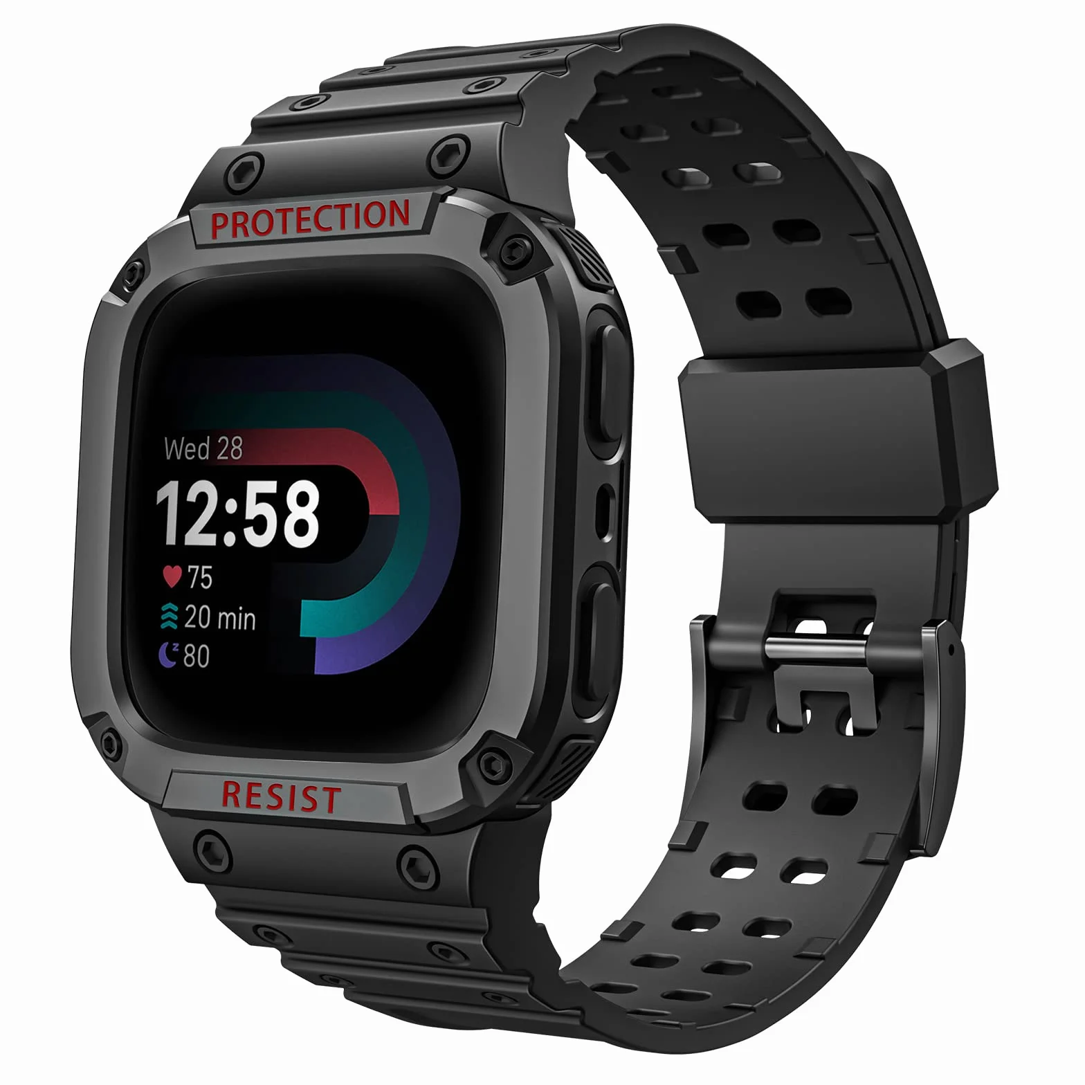 Fintie Paski z etui kompatybilne z Fitbit Versa 4/3 / 2/1 / Versa Lite/Fitbit Sense 2 / Sense, etui ochronne, pasek sportowy, dla mężczyzn
