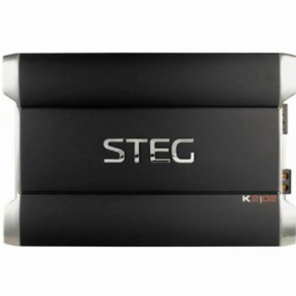 STEG K2.02 2-kanałowy wzmacniacz konkurencyjny SPL 555 x 2 W rms przy 1 omie do drzwi samochodowych, 1 sztuka