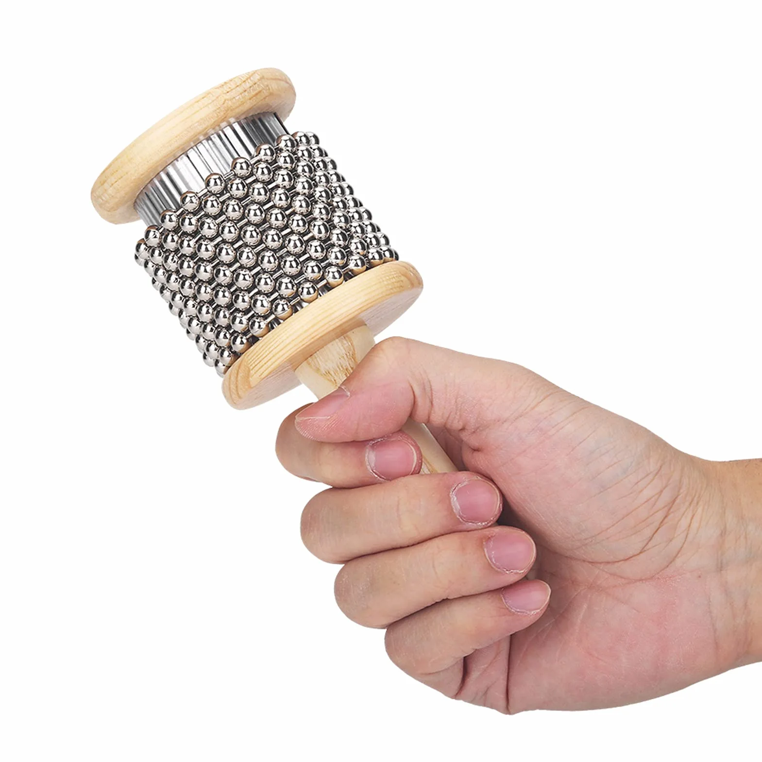 Drewniany Instrument Muzyczny Cabasa Mini Cabasa Hand Shaker Instrument Perkusyjny z Metalowymi Koralikami
