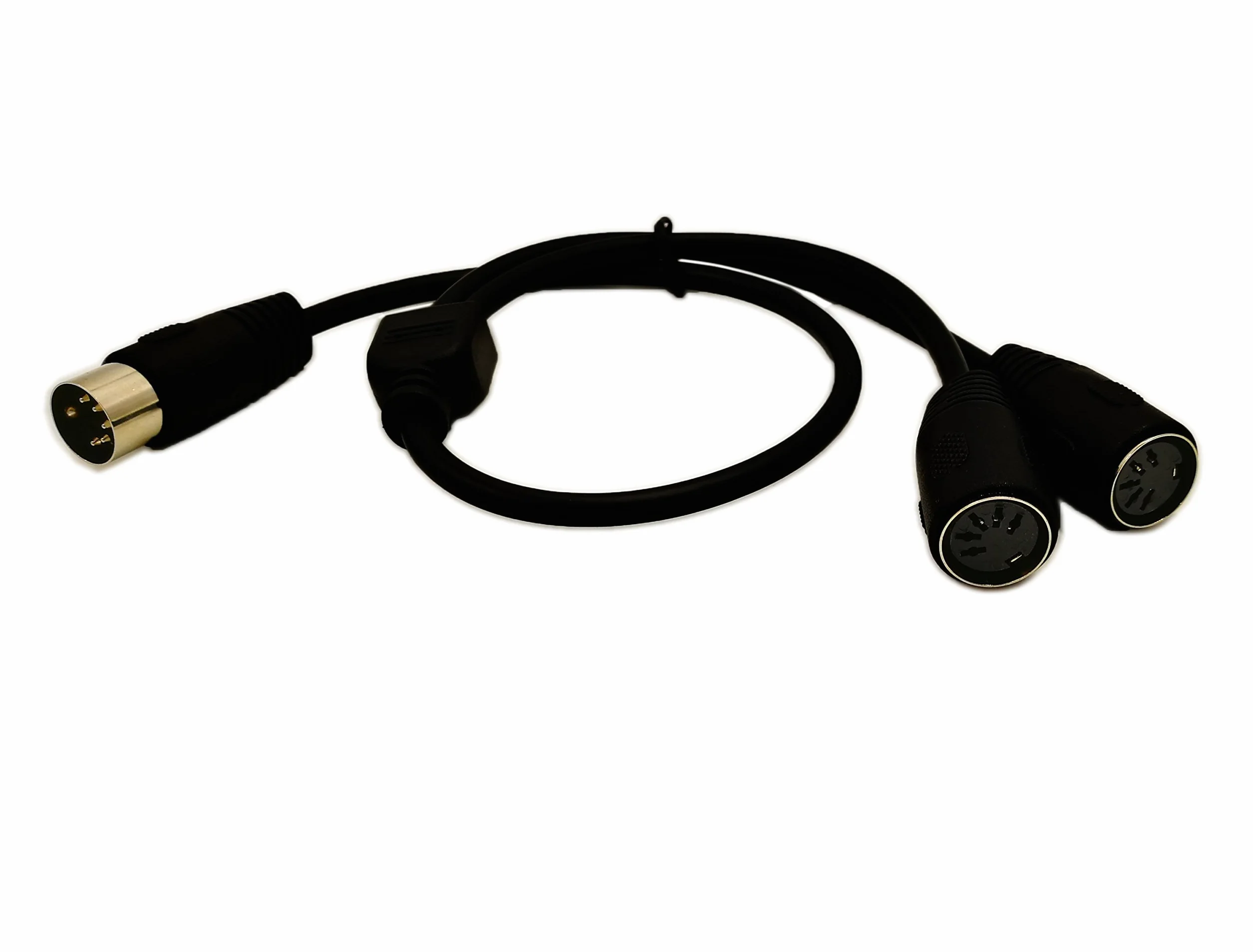 Sinloon Midi DIN 5-pinowy kabel adapter Y rozgałęźnik, Midi 5-pinowy męski na podwójny 2 x DIN-5 żeński przedłużacz kabla audio, klawiatura MIDI, organ, fortepian (D5p M-2 F, 0,5 meter)
