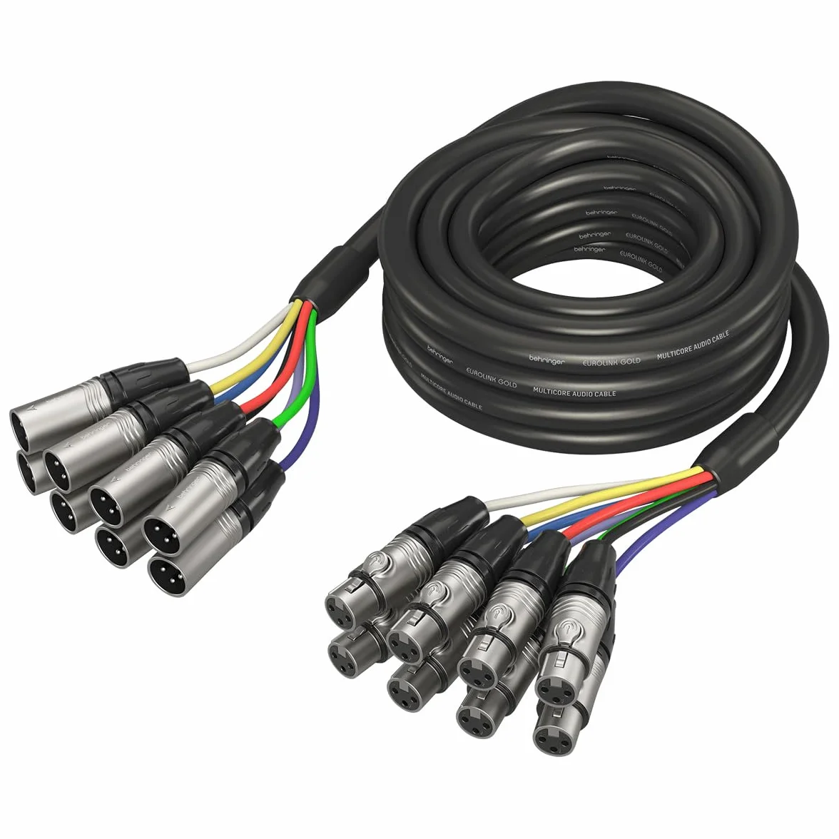 Behringer Multicore Cable - 8-way XLR Male to XLR Female - 8 Channel Snake Cable - 5 m / 16.4 ft - Gold Performance - GMX-500