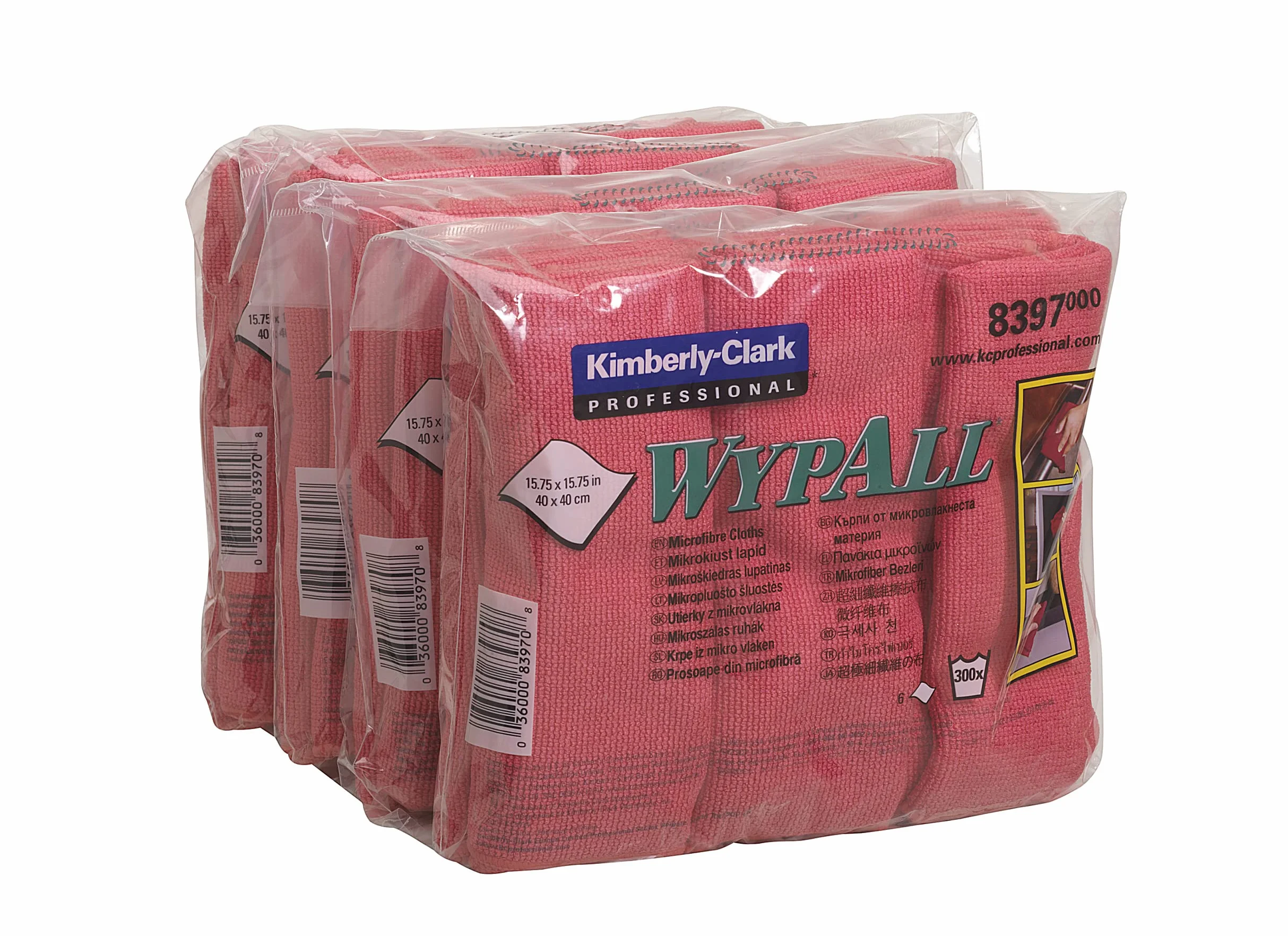 WypAll Ściereczki z mikrofibry 8397 – 4 paczki z 6 chusteczkami, czerwone