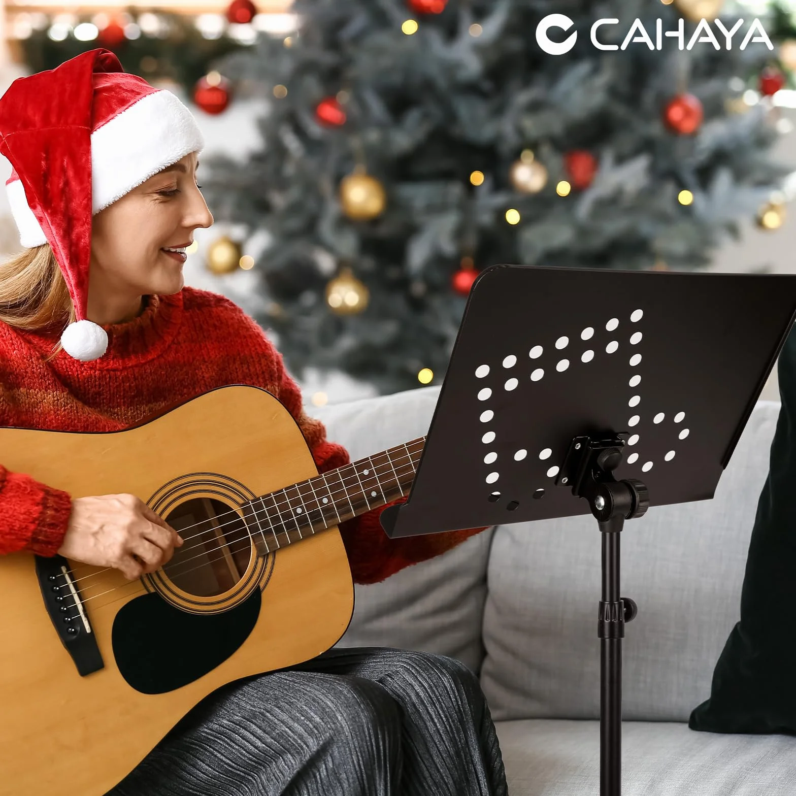 Cahaya Style2 Stojak na Nuty, Czarny, od 79 cm do 142 cm