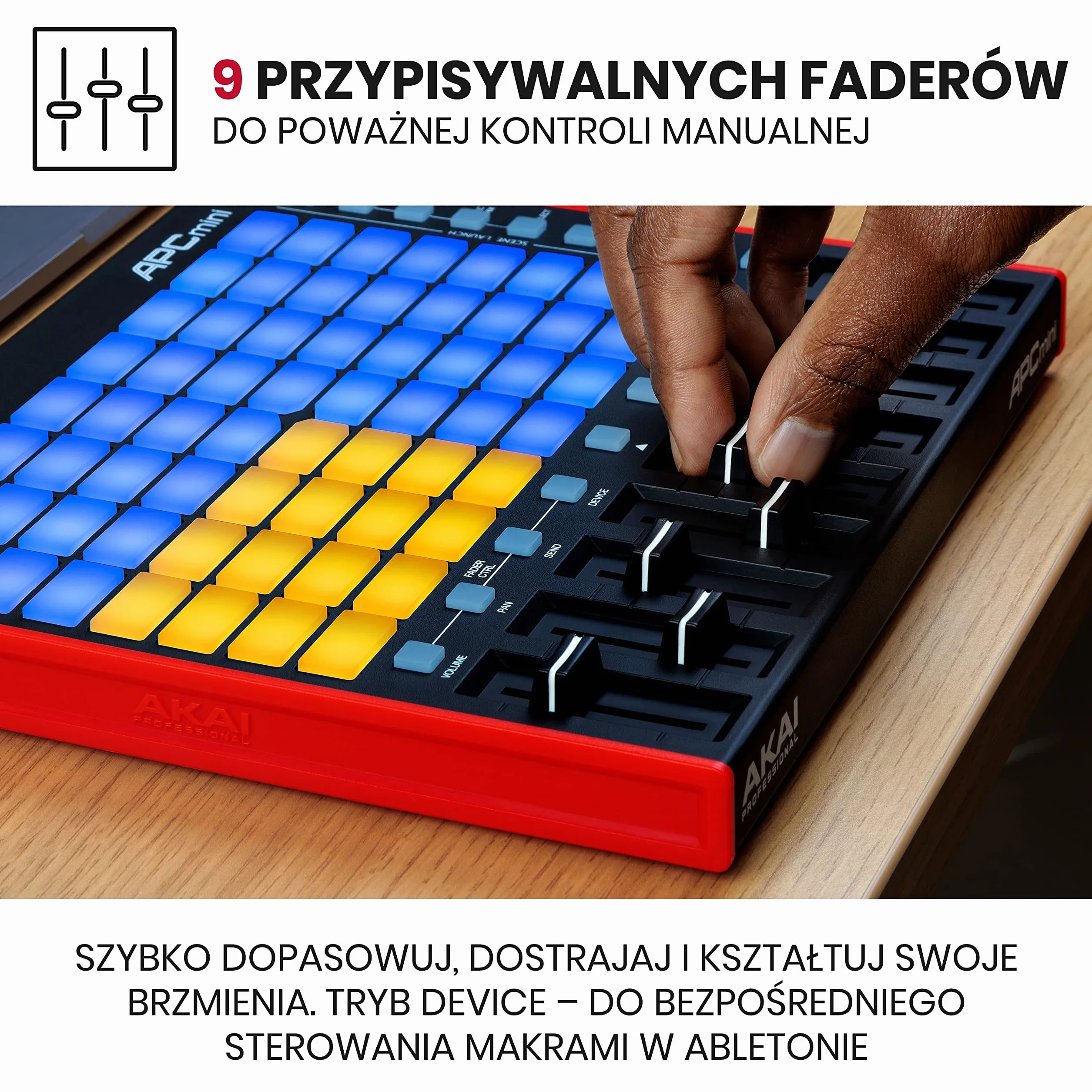 Akai Professional APC Mini MK2 - Kontroler USB MIDI z 64 Padami RGB do Odpalania Klipów w Ableton Live Lite z Trybem Drum/Note Mode i Mikserem MIDI