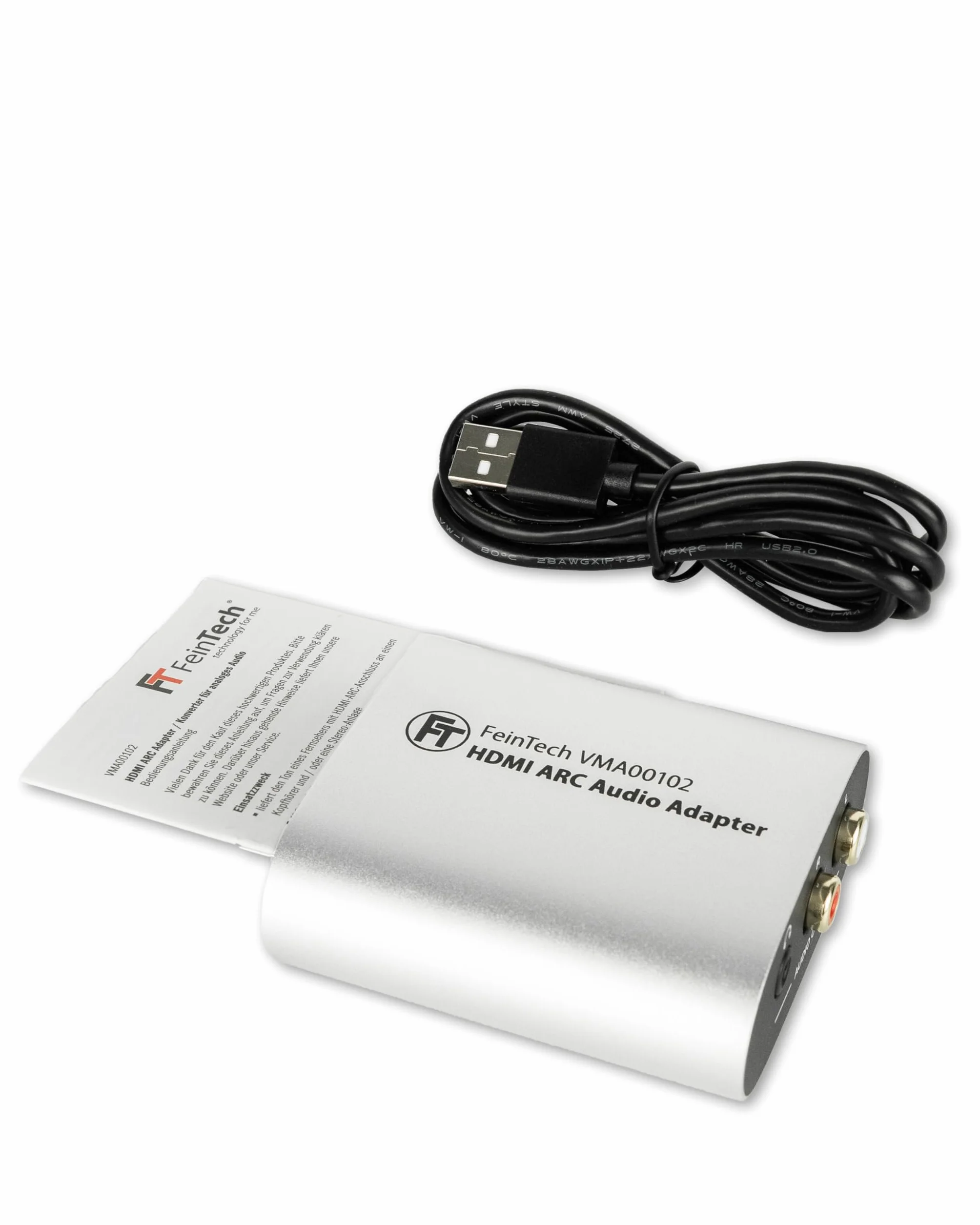 FeinTech VMA00102 HDMI-eARC adapter audio TV do słuchawek, system stereo z regulacją głośności
