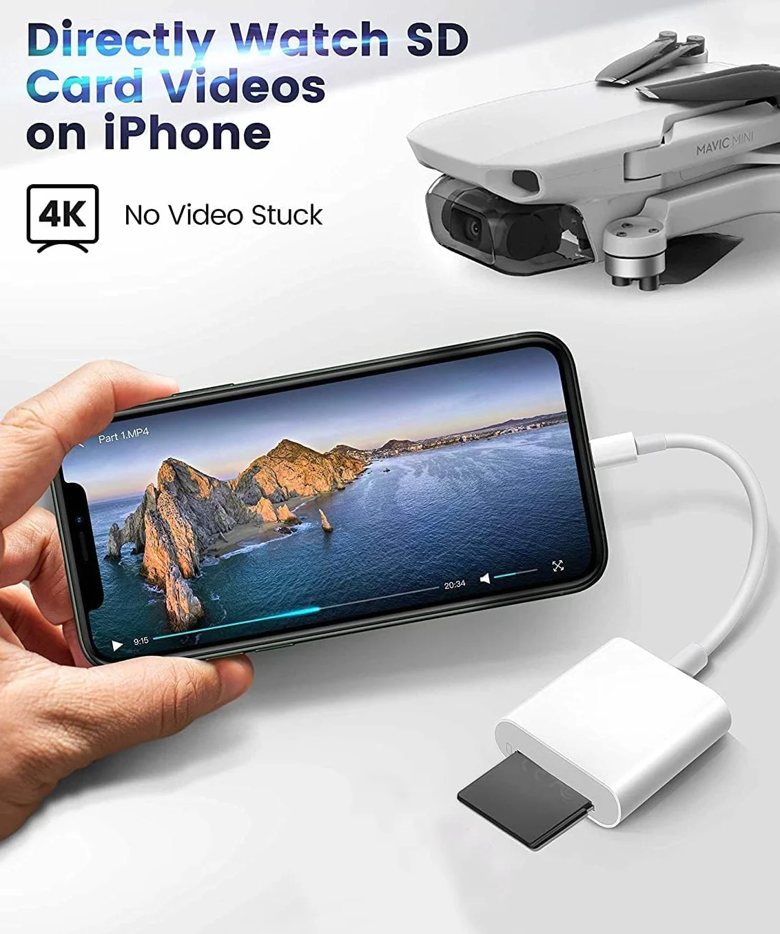 [Certyfikat Apple MFi Certified] iPhone SD Card Reader, czytnik kart Lightning, czytnik kart pamięci, adapter do fotografii iPhone 8/14/13/12/11/X