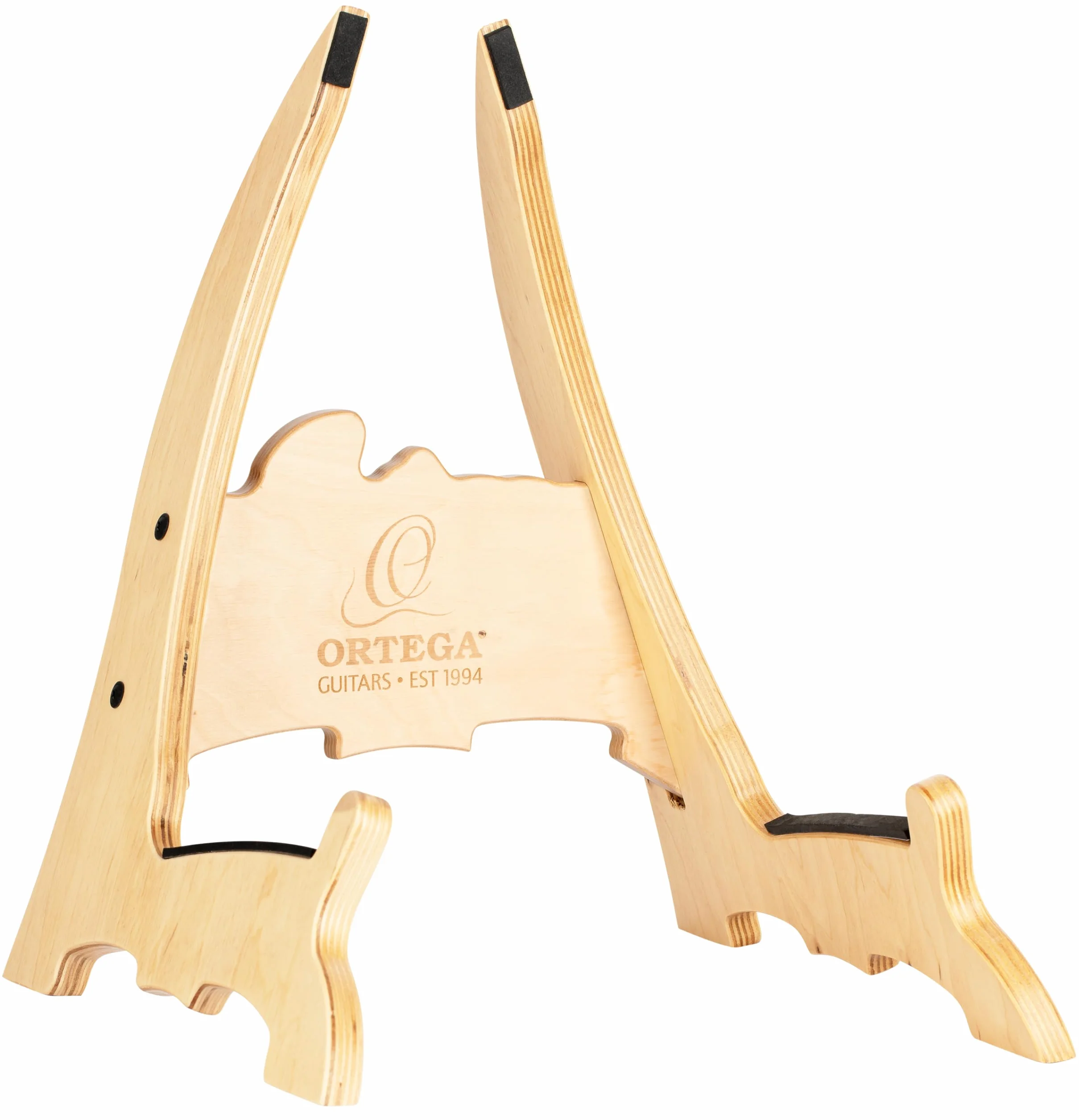 Ortega Guitars OWGS-2 stojak na gitarę z warstwowego drewna brzozowego (lakierowany naturalnie, pudełko prezentowe)