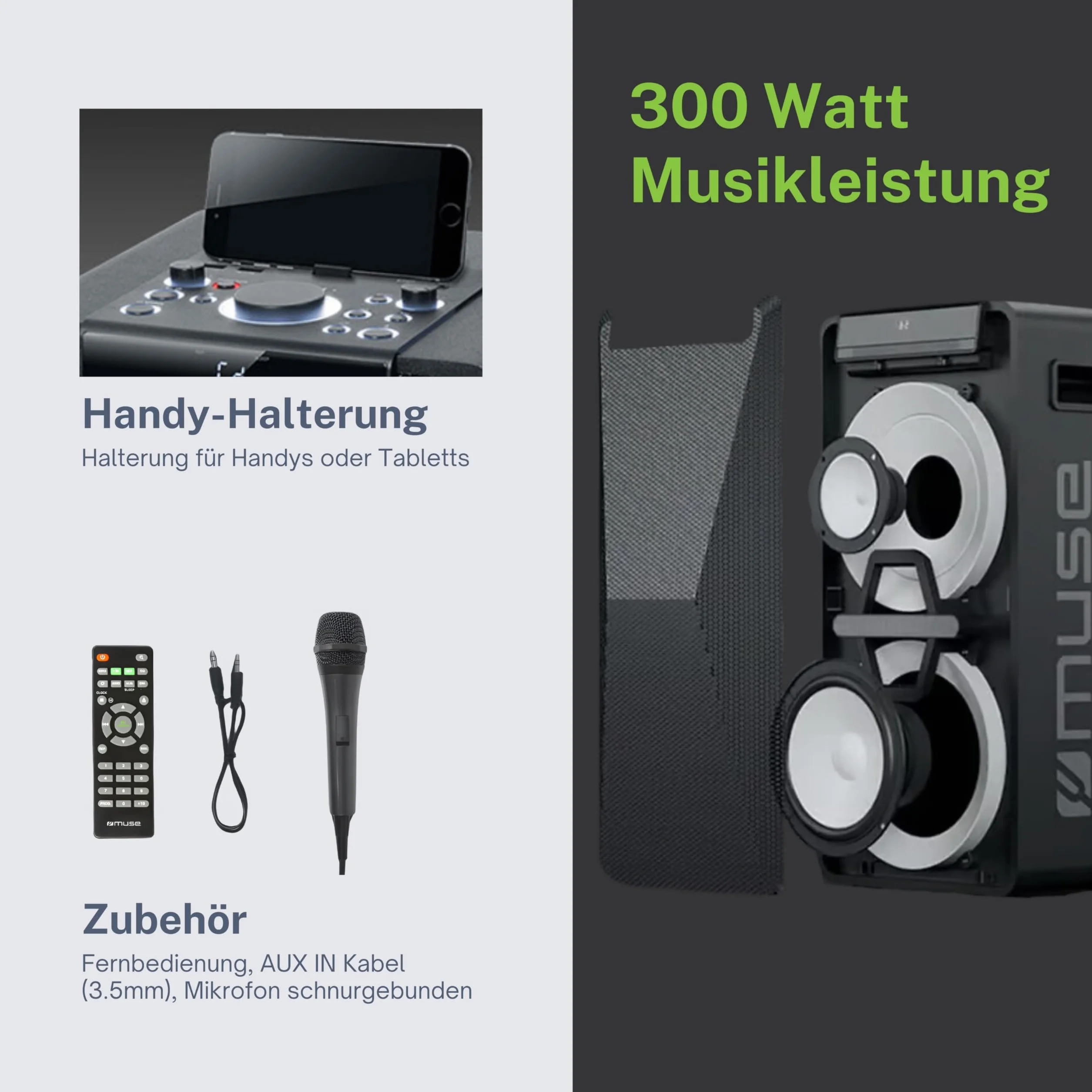 MUSE Głośnik Imprezowy z CD M-1920 DJ, Czarny