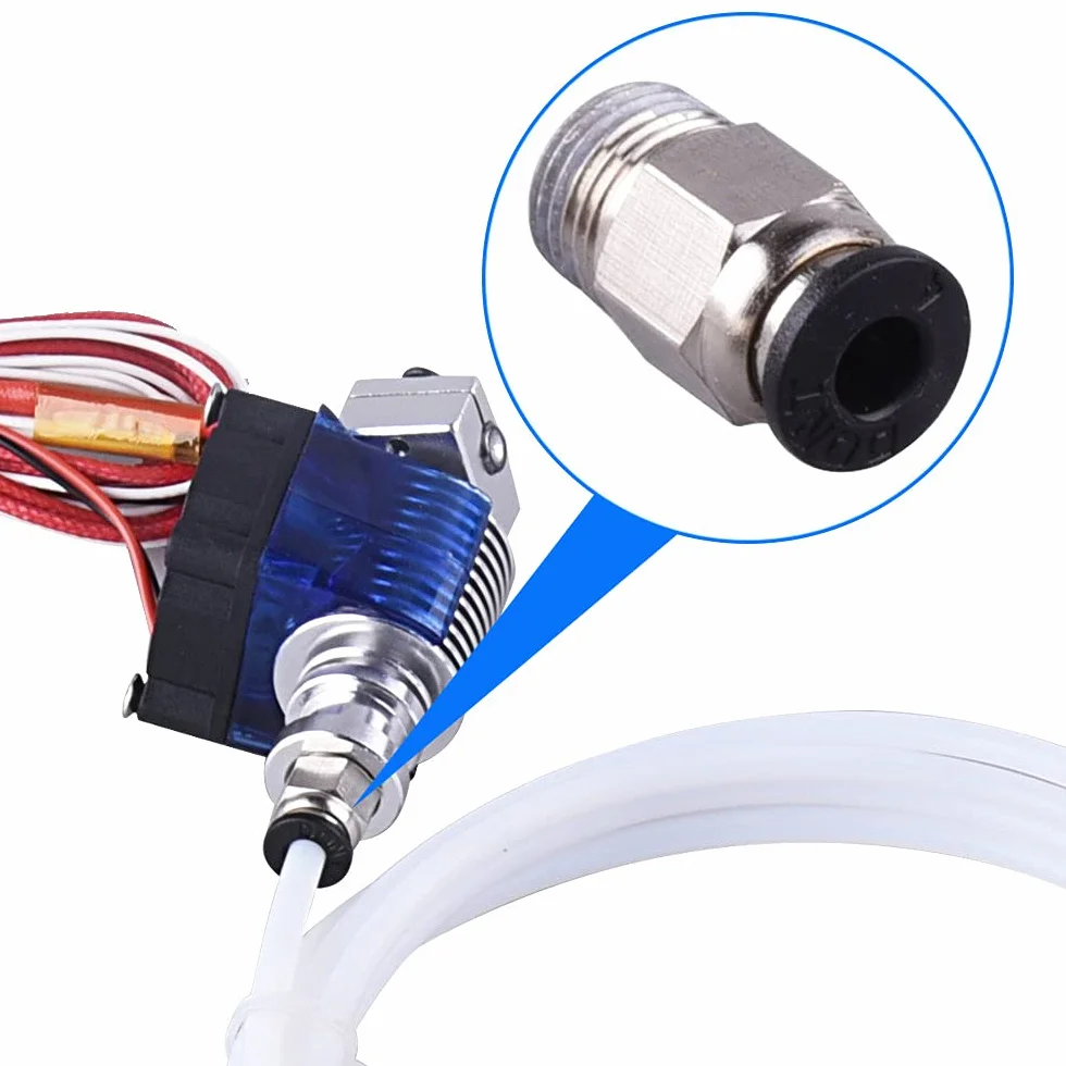 MMOBIEL Bowder wąż 3D z PTFE 1 m, seria XS 1,75 mm, filament, kompatybilny z nadajnikiem 3D V2 / Ender 3 / Ender 3 Pro/Ender 5/ CR-10/10S 20/20 Pro w zestawie 2 x armatura i nóż PC4-M10
