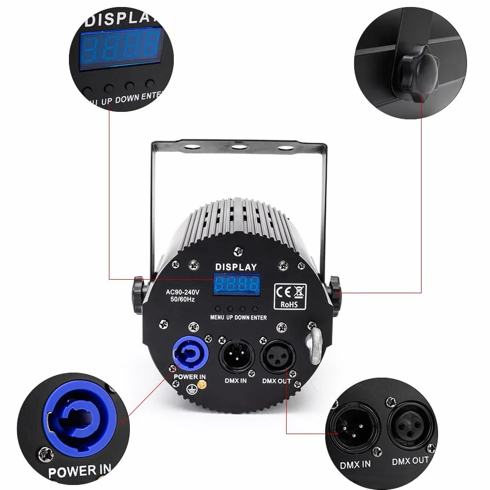 40 W RGBW 4 w 1 LED Pinspot + 24 SMD RGB Światła sceniczne LED DMX DJ 7/11CH światło imprezowe do baru, na imprezę, wesele, klubu nocnego, teatru, Halloween